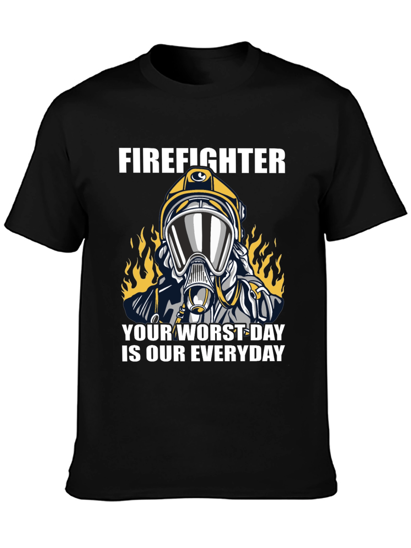 Black Firefighter T-Shirt - Your Worst Day view 3