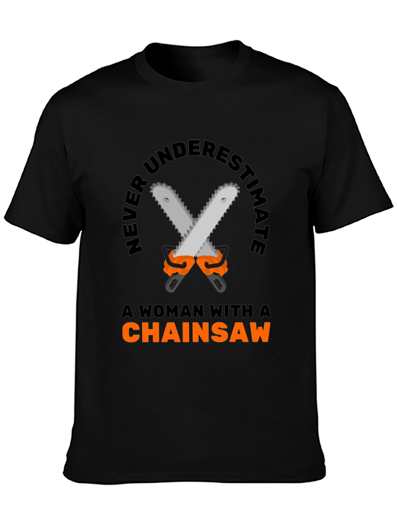 Black Woman Chainsaw T-Shirt - Funny Graphic Tee view 3