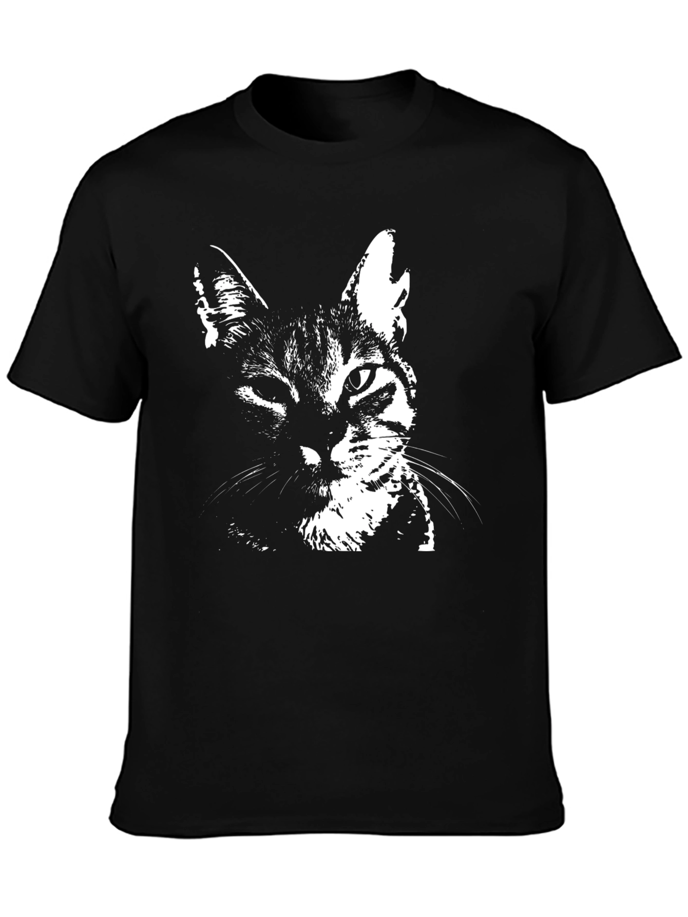 Black Cool Cat Graphic T-Shirt - Black Cotton Blend view 3