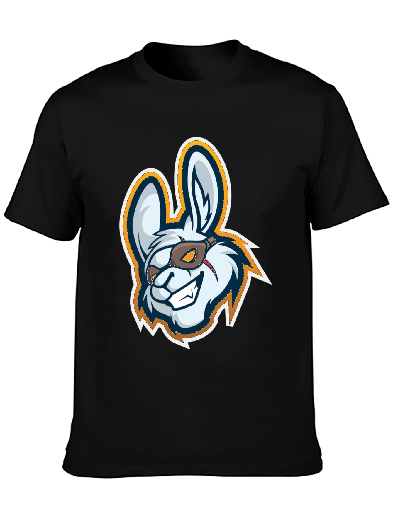 Black Cool Rabbit Mascot Graphic T-Shirt view 3