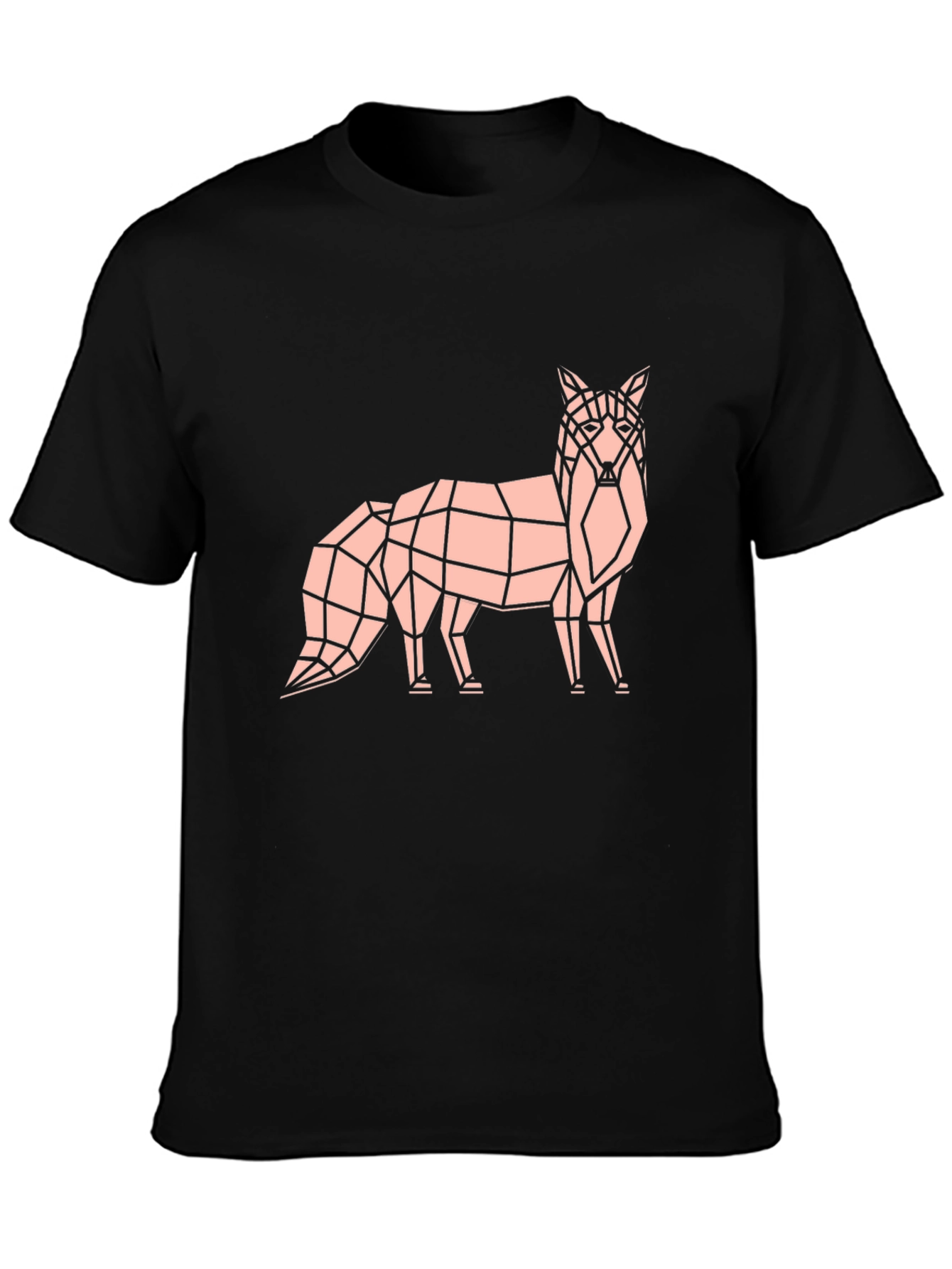 Black Geometric Fox Graphic Tee - Stylish Black T-Shirt view 3