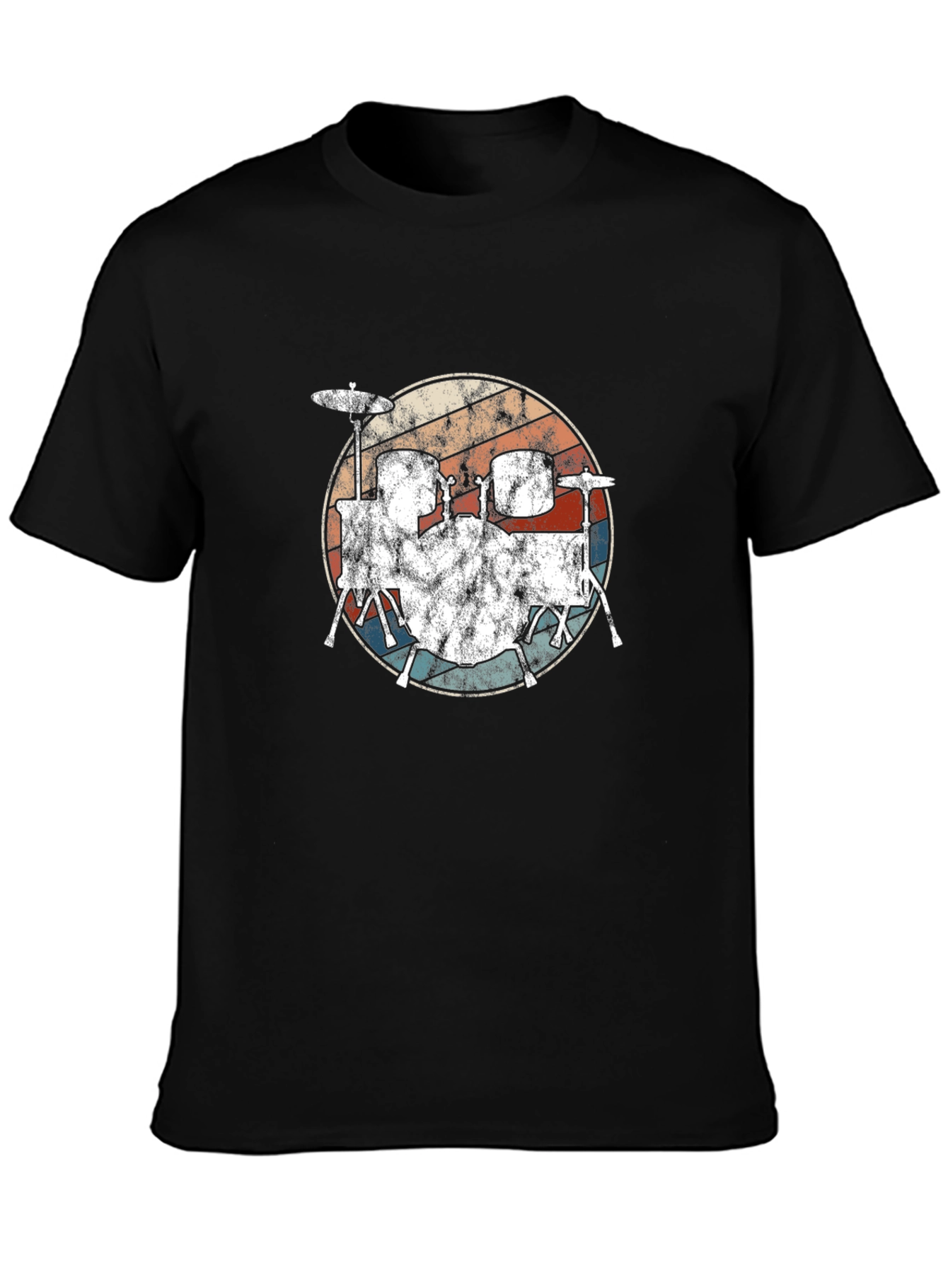 Black Vintage Drum Set Graphic Tee - Retro Style view 3
