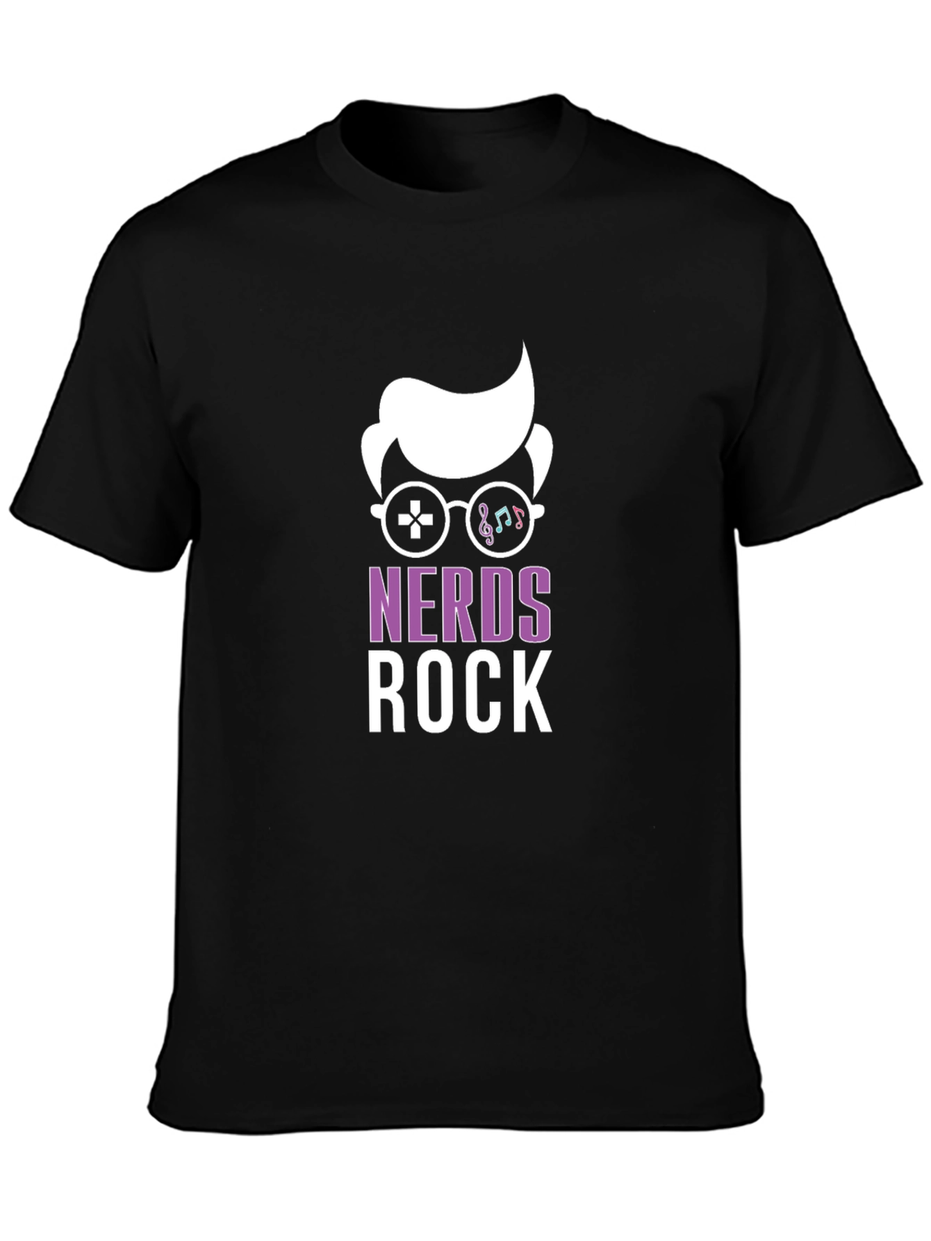 Black Nerds Rock Graphic T-Shirt - Gamer & Music Lover Tee view 3