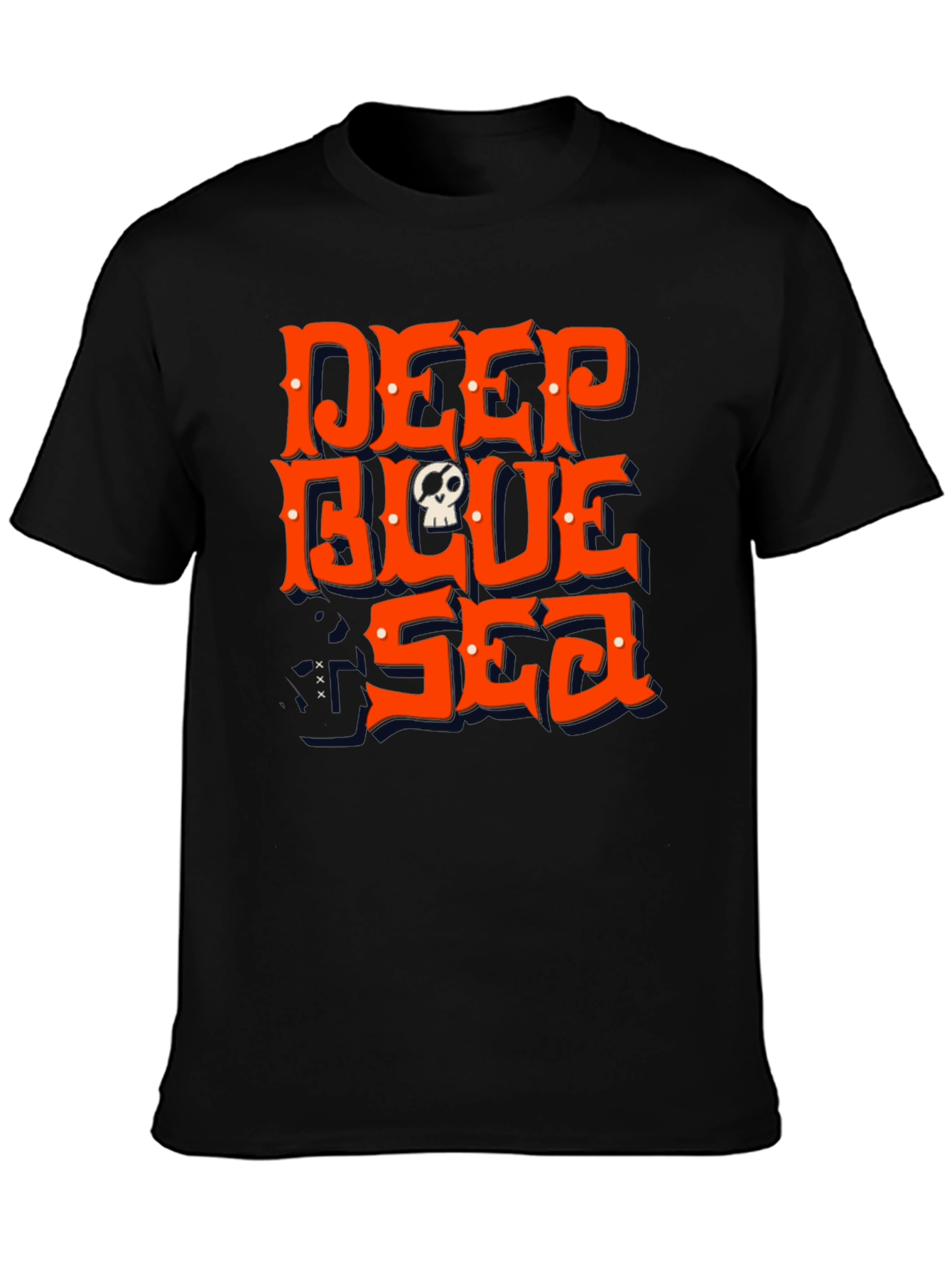 Black Deep Blue Sea Skull Graphic Tee - Men's Black T-Shirt view 3