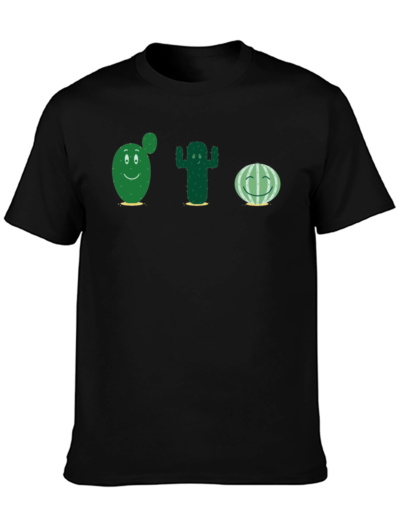 Black Cute Cactus T-Shirt - Black Cotton Tee view 3