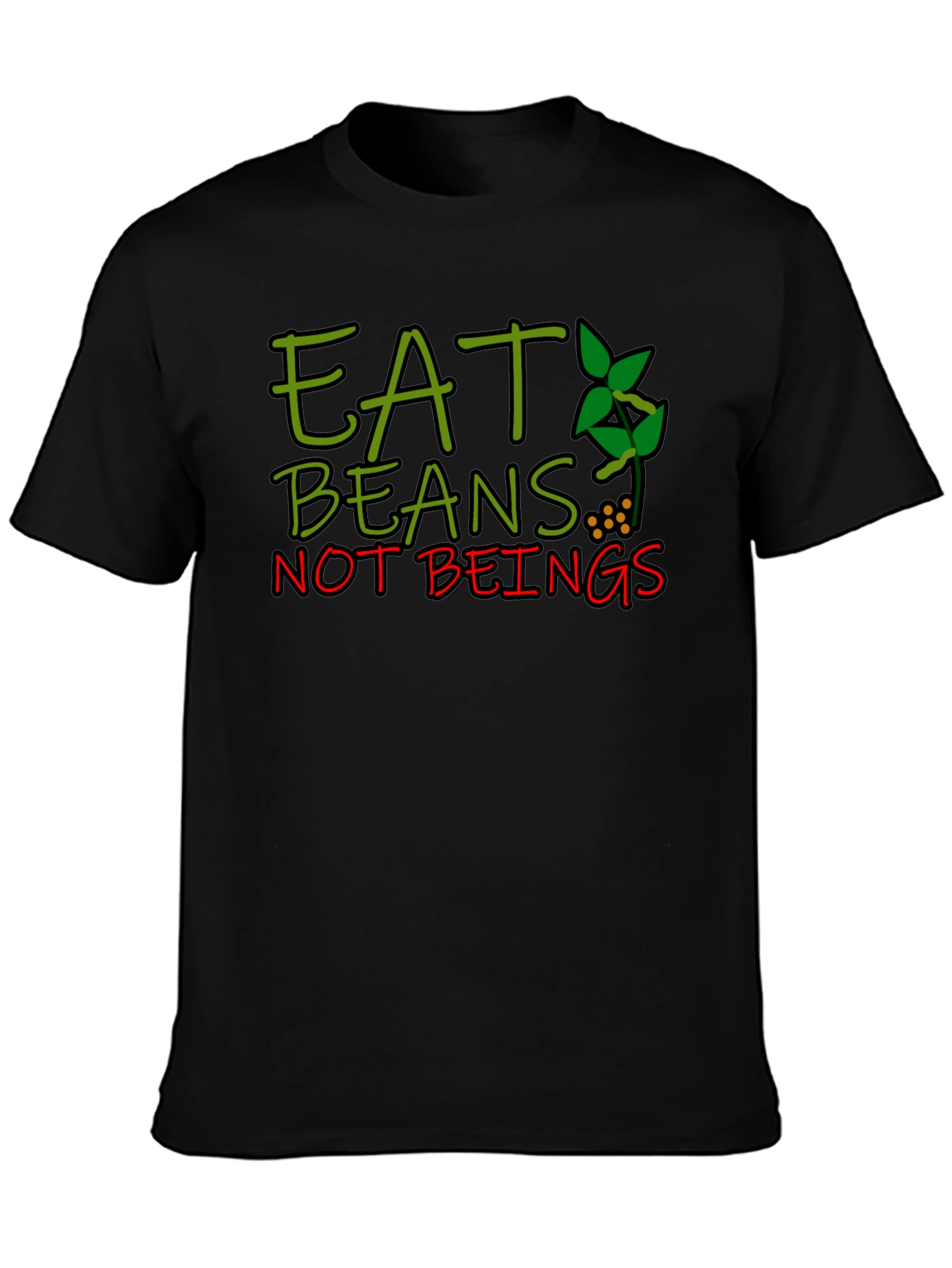Black Eat Beans Not Beings Graphic T-Shirt view 3