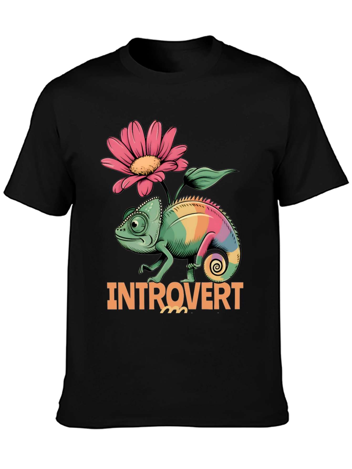Black Introvert Chameleon Graphic Tee view 3