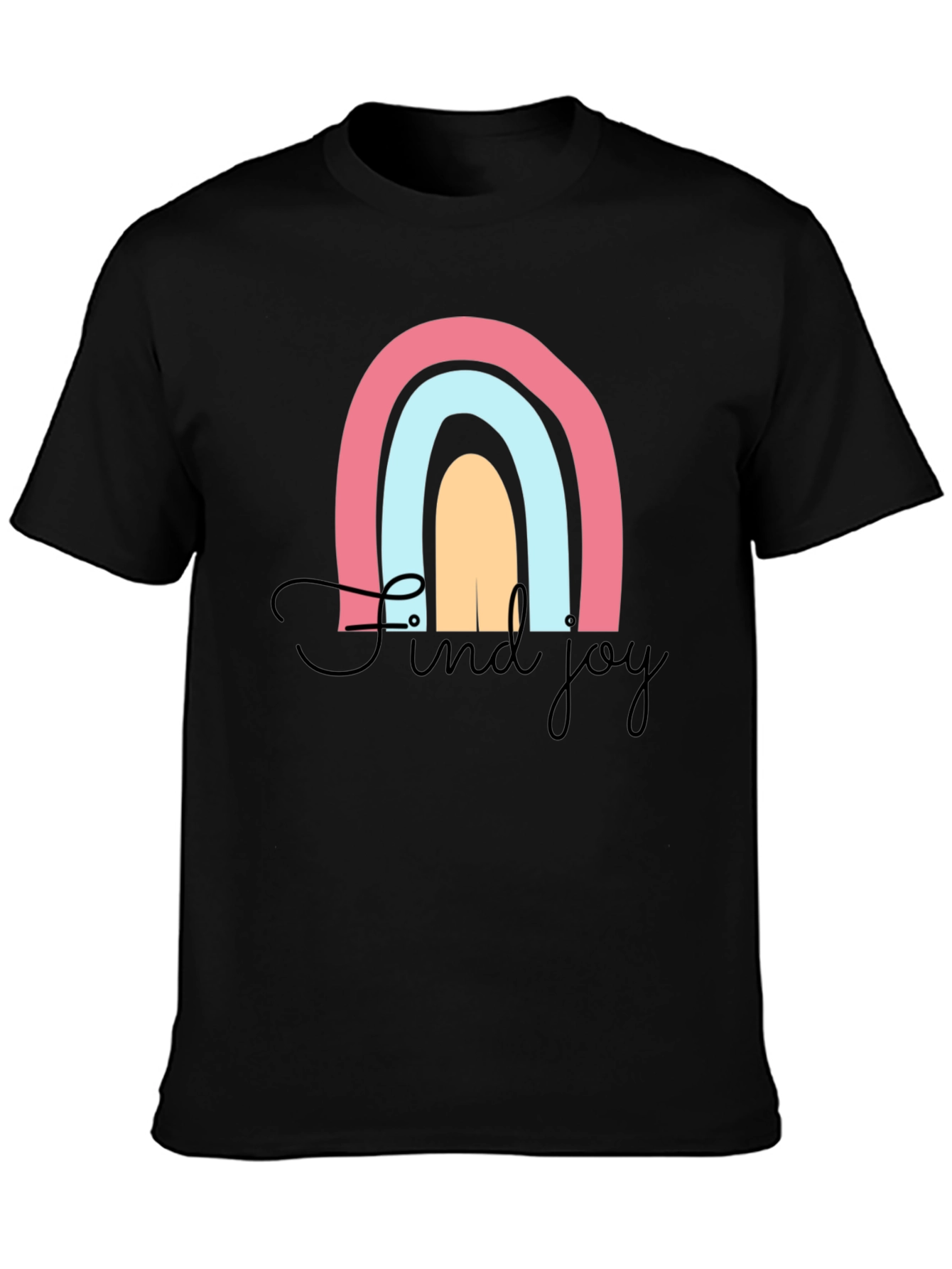 Black Find Joy Rainbow Graphic T-Shirt - Black view 3