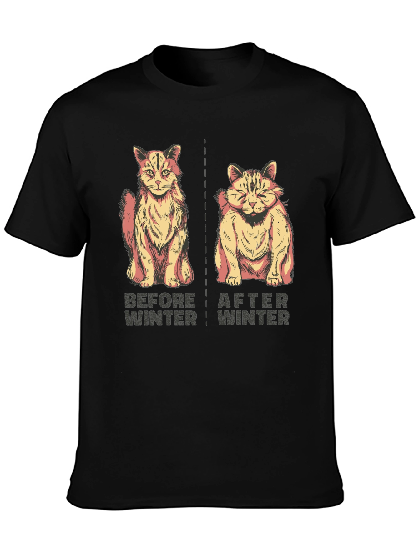 Black Before & After Winter Cat Graphic Tee view 3