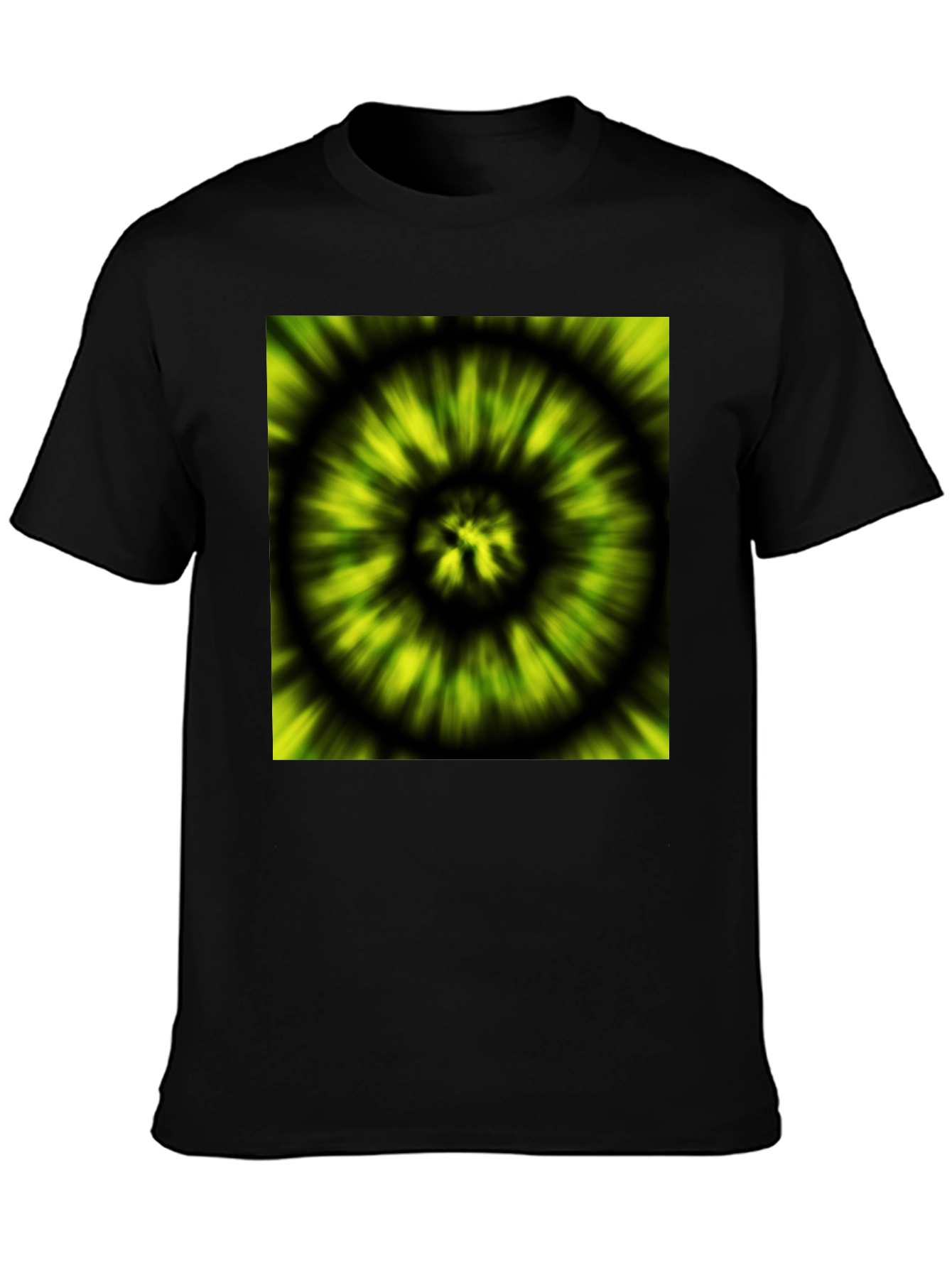 Black Hypnotic Swirl Tee - Green & Black Graphic Print view 3