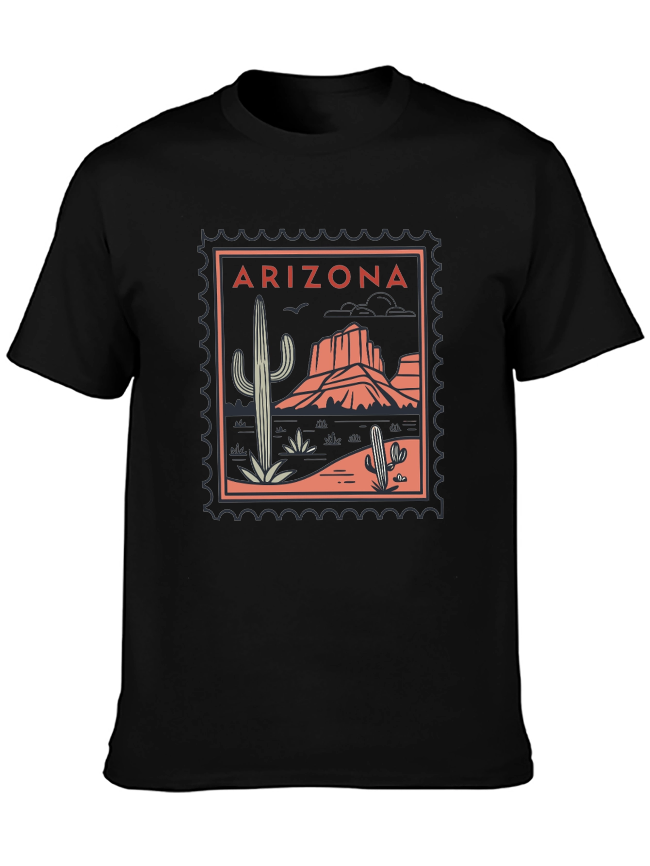 Black Arizona Desert Graphic Tee - Black Cotton T-Shirt view 3