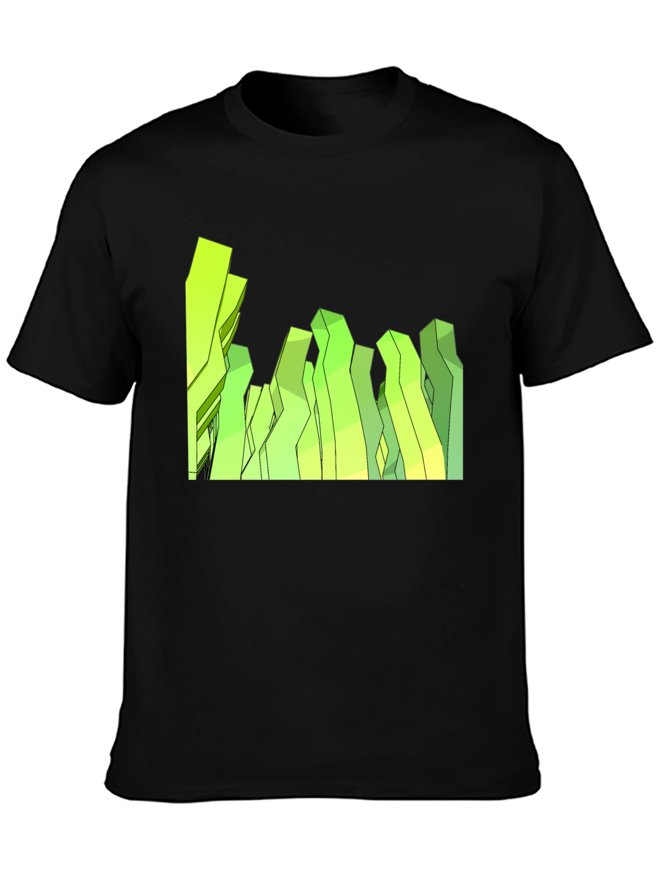 Black Abstract Geometric Peaks Black Tee view 3