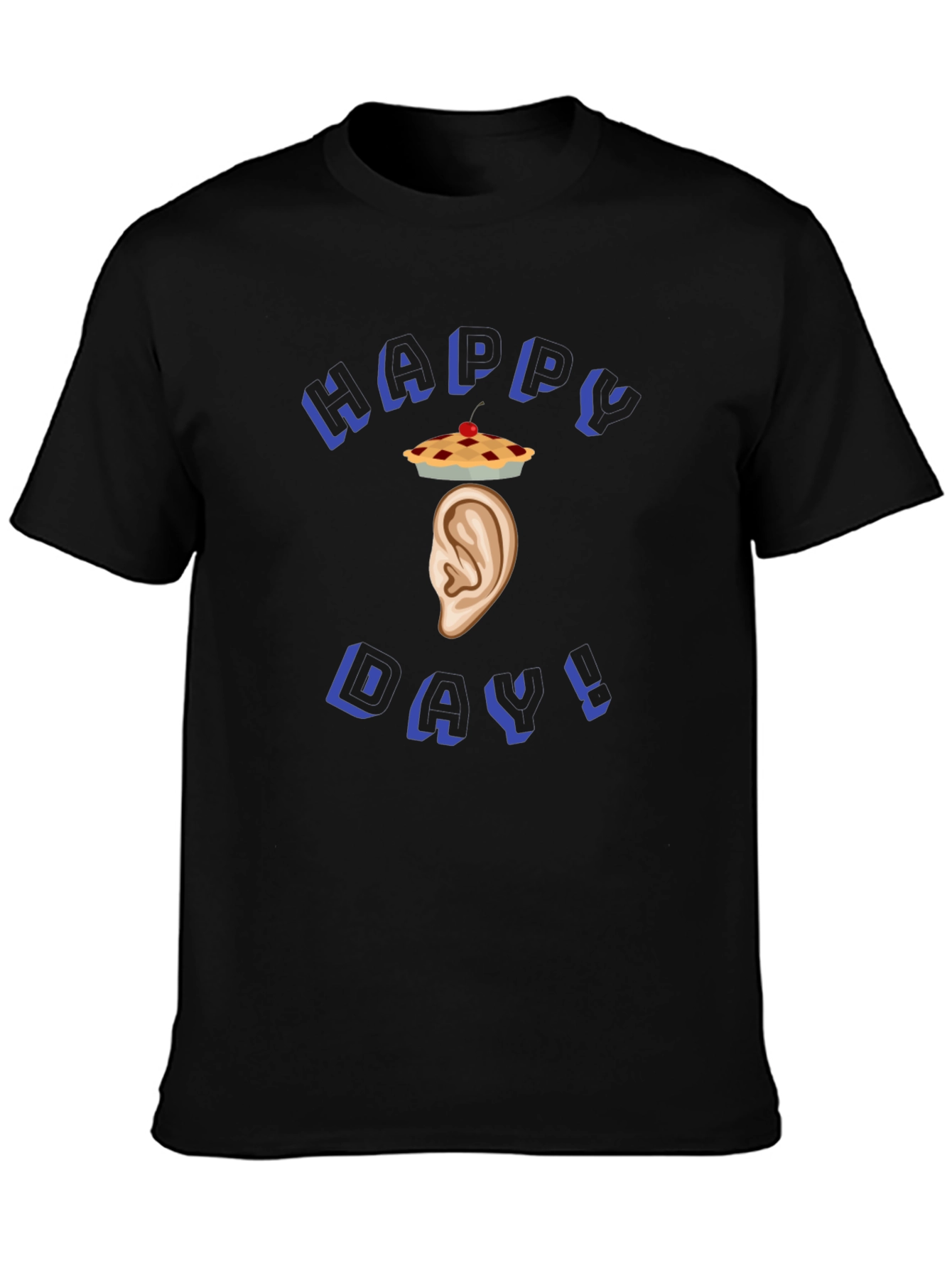 Black Happy Ear Pie T-Shirt - Funny Food Pun Tee view 3