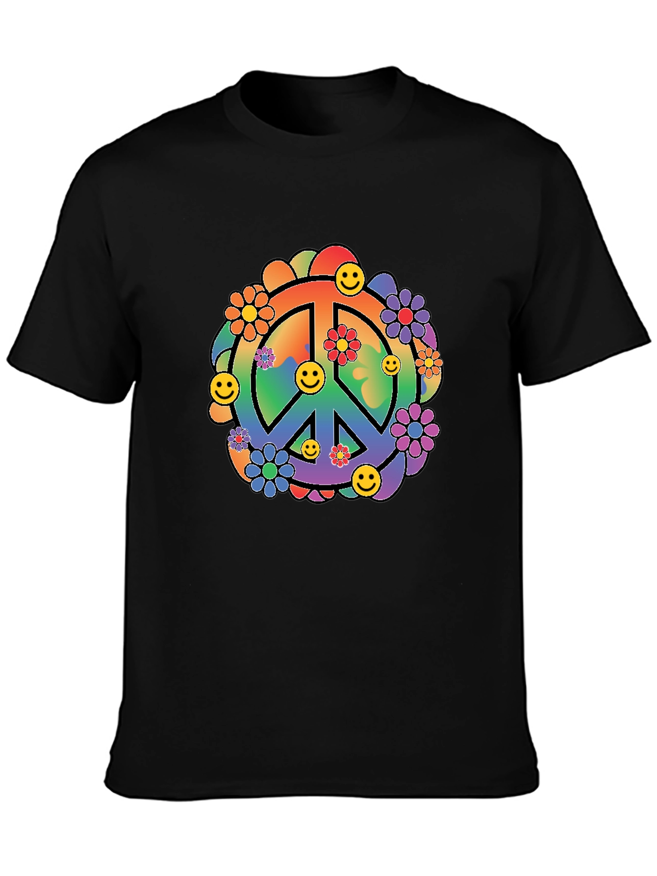 Black Retro Peace Sign Graphic Tee view 3