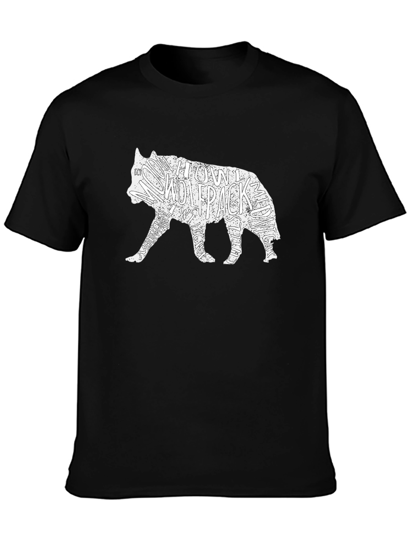 Black Wolfpack Graphic T-Shirt - Black Crew Neck Tee view 3