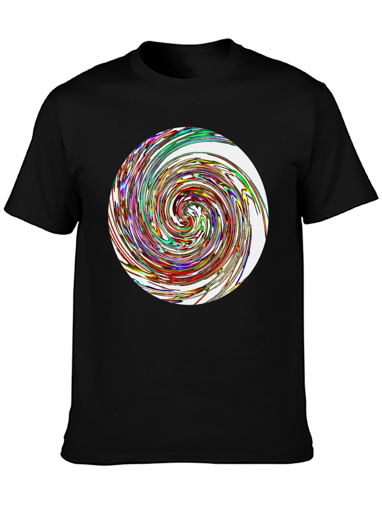 Black Abstract Swirl Graphic Tee - Black Cotton Blend T-Shirt view 3
