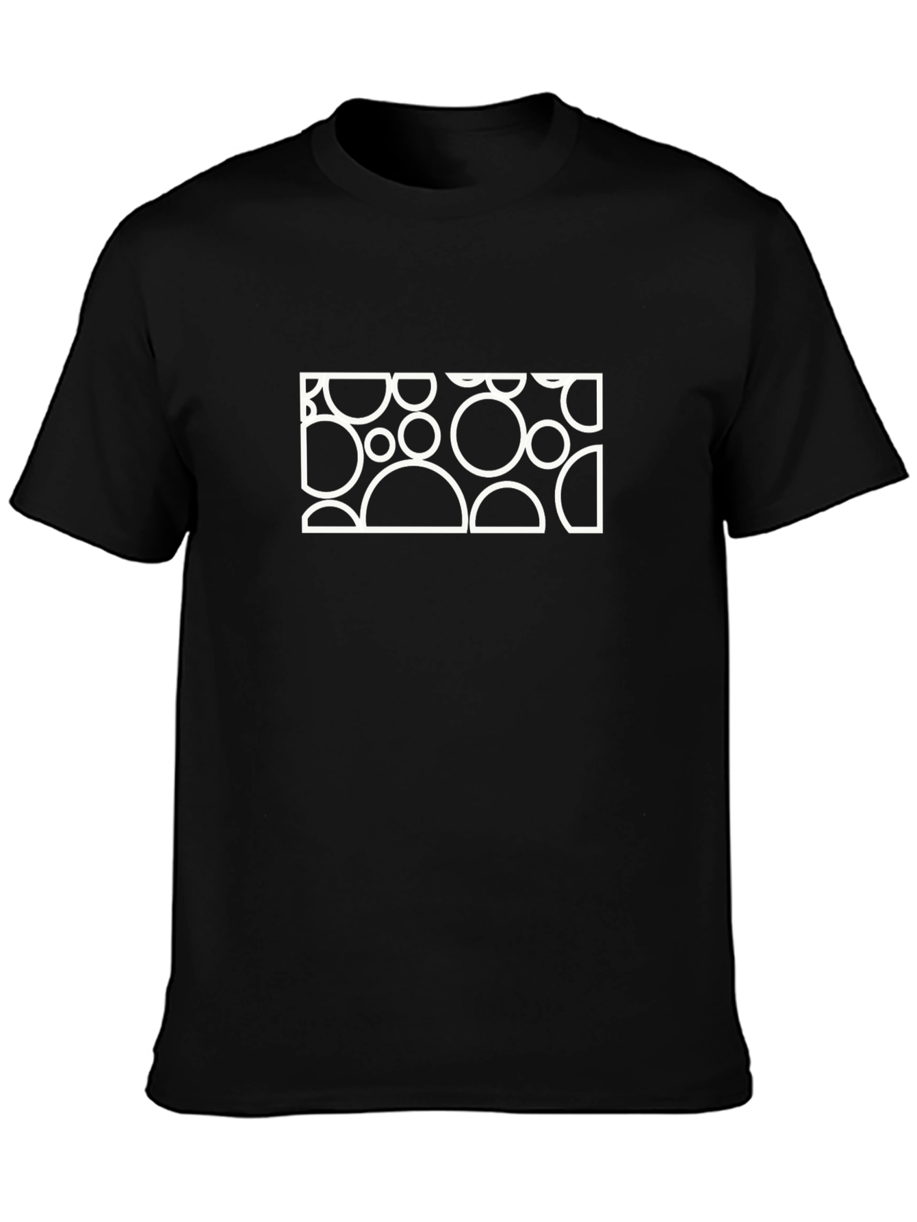 Black Abstract Circle Graphic Tee - Black Cotton Blend view 3