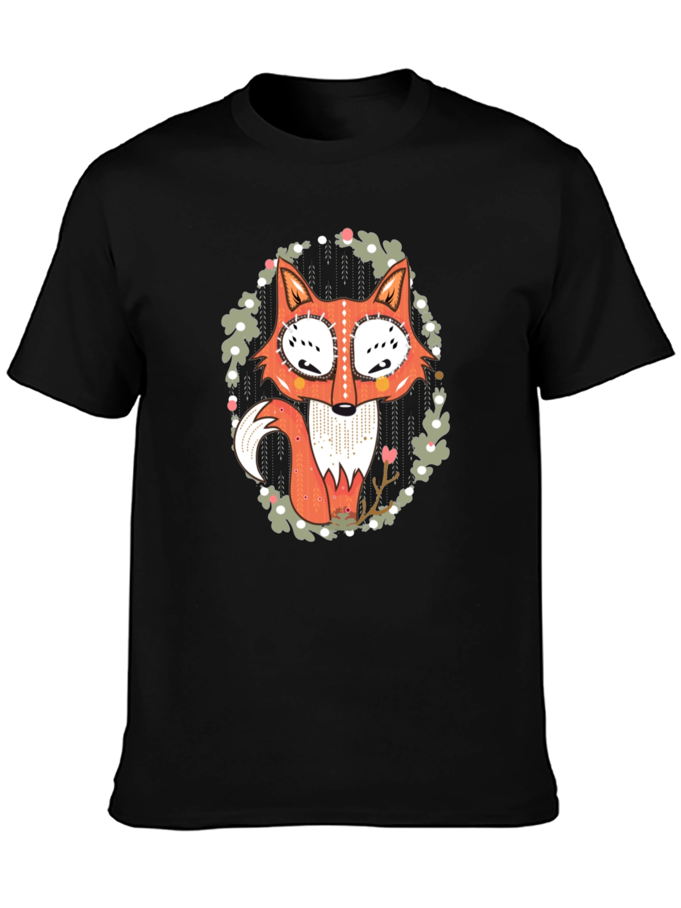 Black Fox Graphic Print Black T-Shirt view 3