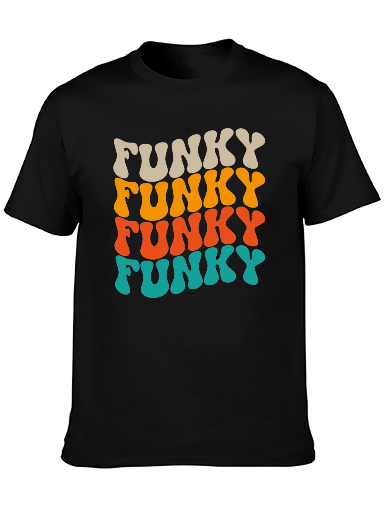 Black Funky Retro Style Graphic T-Shirt view 3