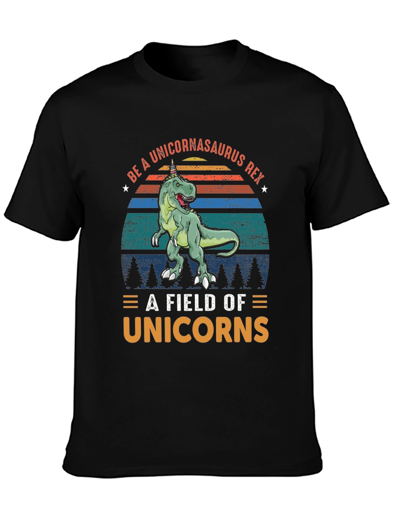 Black Unicornasaurus Rex T-Shirt - Funny Dinosaur Tee view 3