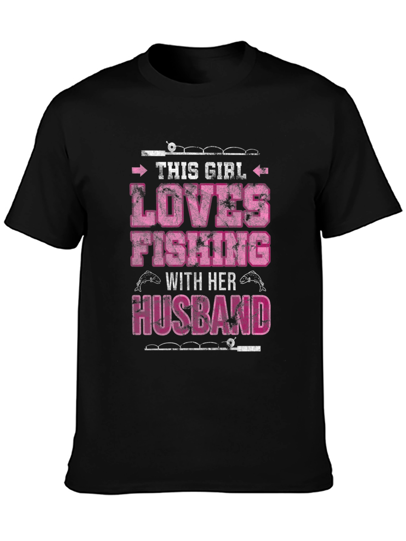 Black Fishing Lover T-Shirt - Wife Gift view 3