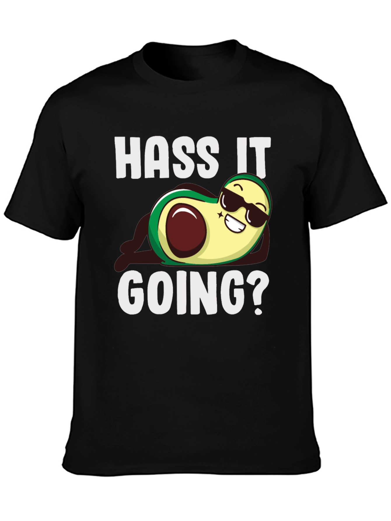 Black Hass It Going? Avocado Graphic T-Shirt - Funny Pun Tee view 3