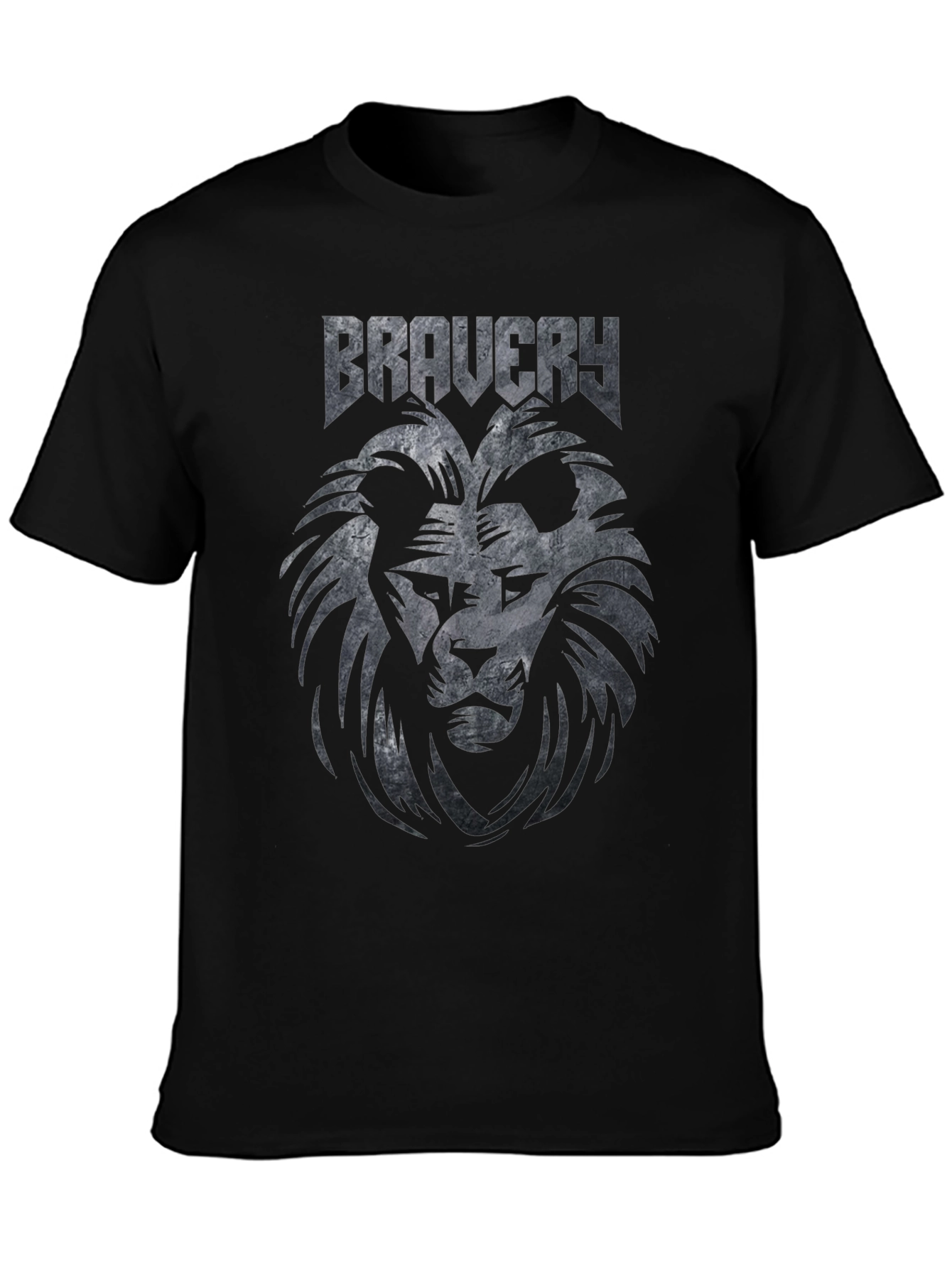 Black Bravery Lion Graphic T-Shirt - Black Cotton Tee view 3