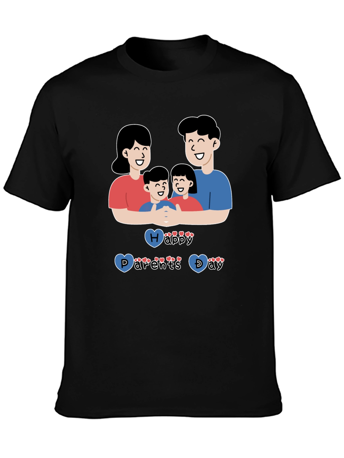 Black Happy Parents Day Graphic T-Shirt, Black view 3