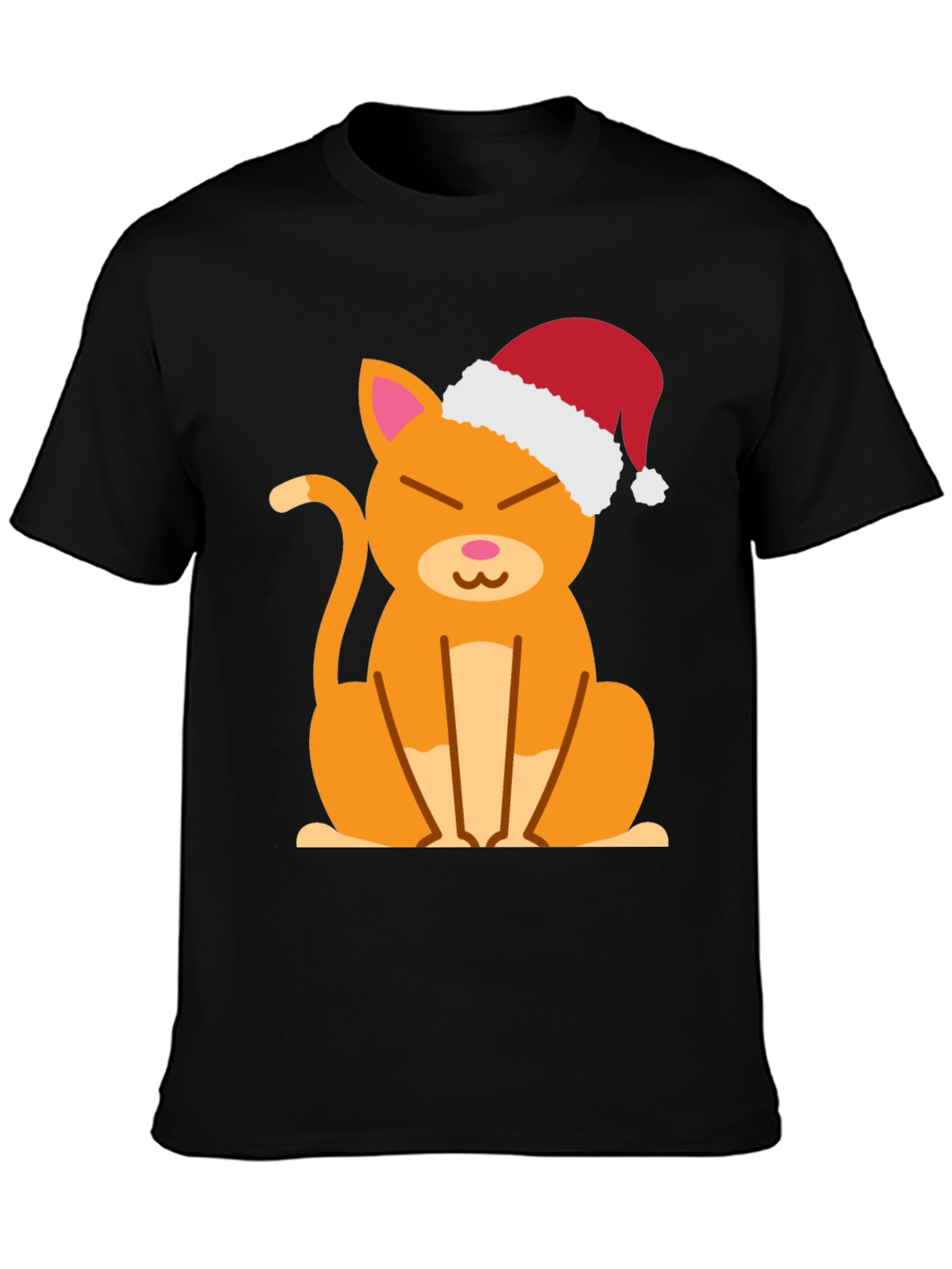 Black Festive Cat Tee - Santa Hat Cute Kitten Shirt view 3