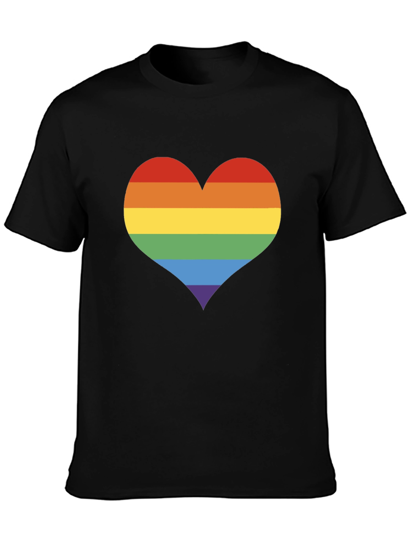 Black Pride Heart Graphic Tee - Black Cotton T-Shirt view 3