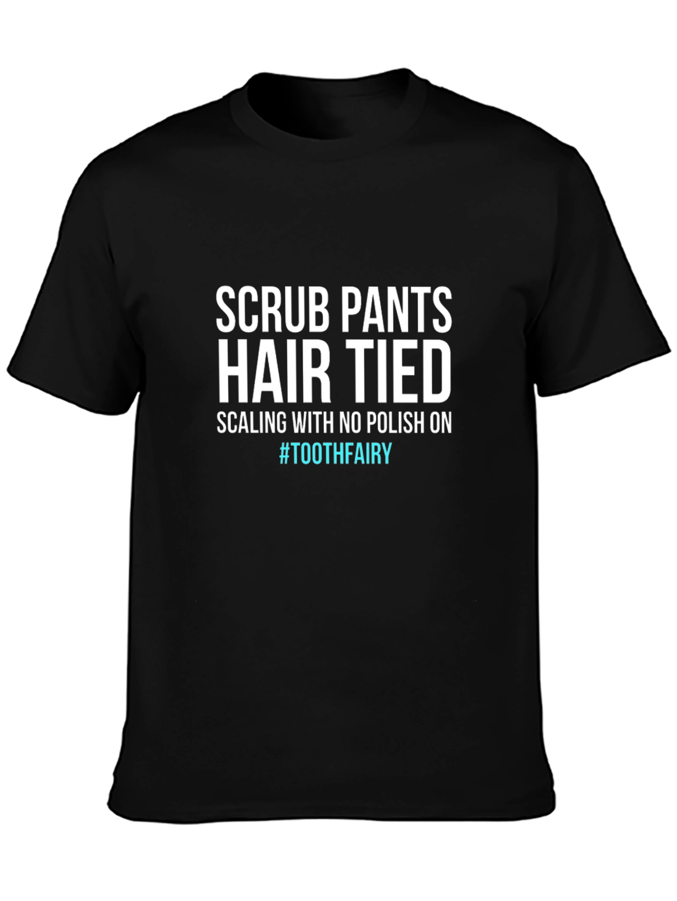 Black Scrub Pants Hair Tied Graphic Tee view 3