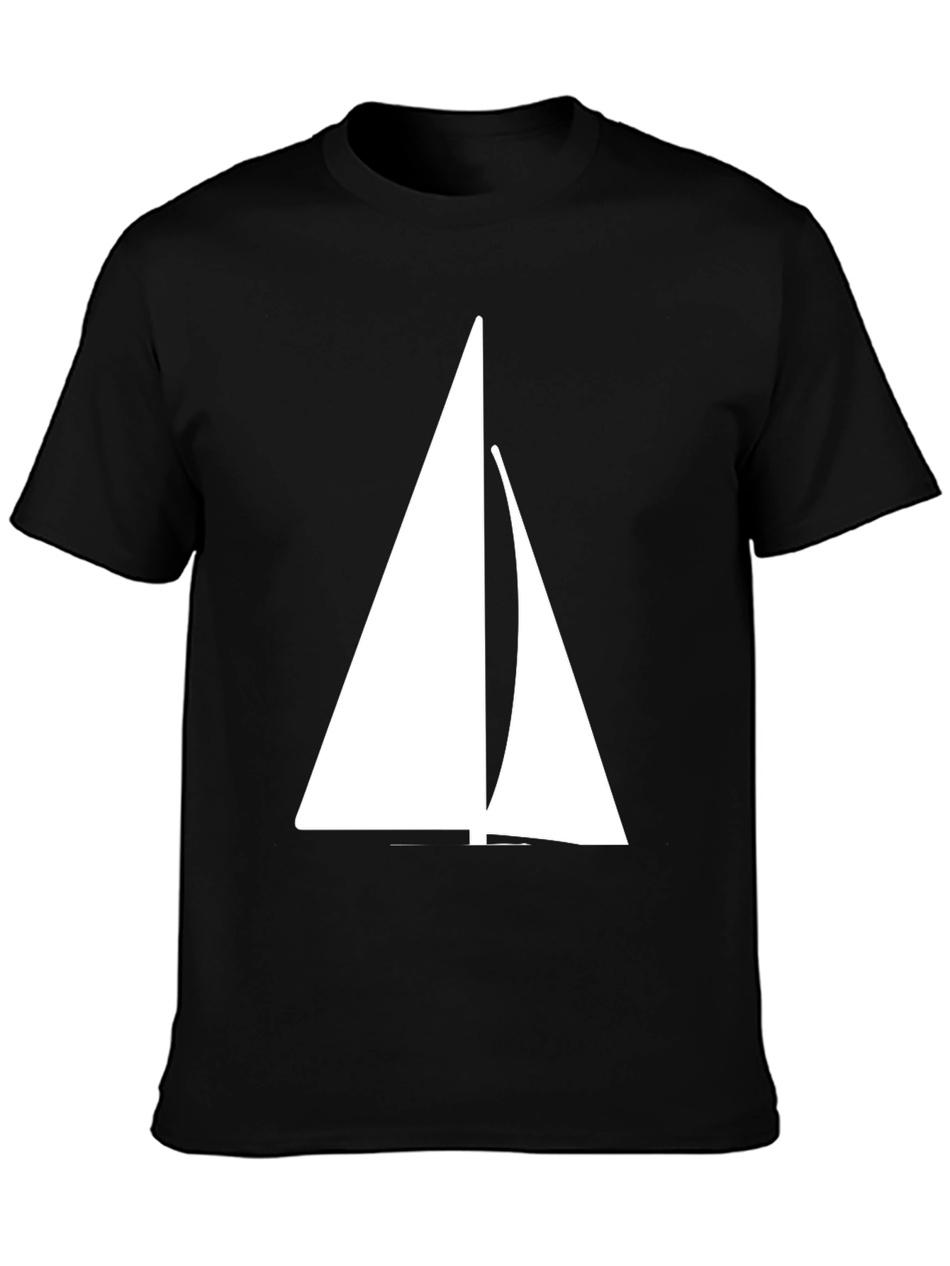 Black Sailing T-Shirt - Black Cotton Blend with Sailboat Graphic view 3