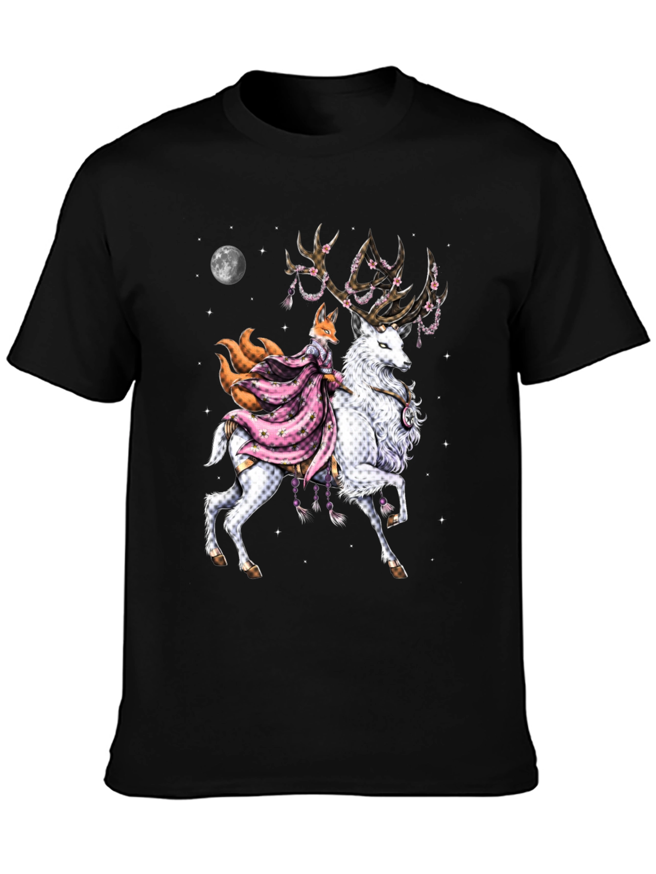 Black Fox & Deer Graphic Tee - Unique Design view 3