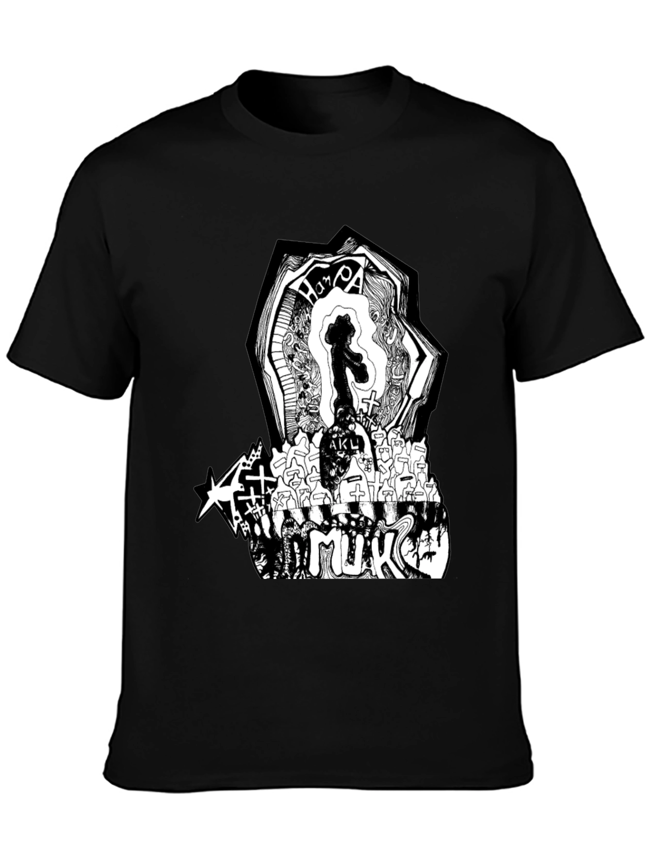 Black Graphic Print Black T-Shirt view 3