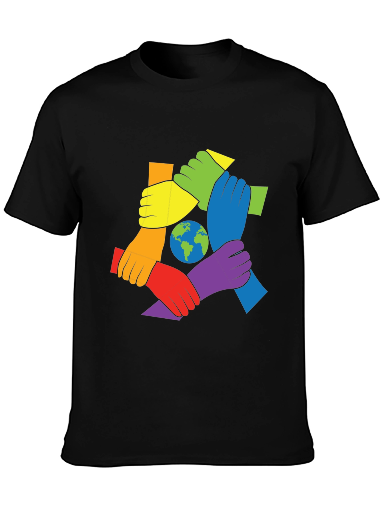 Black Unity Hands Earth Graphic Tee view 3
