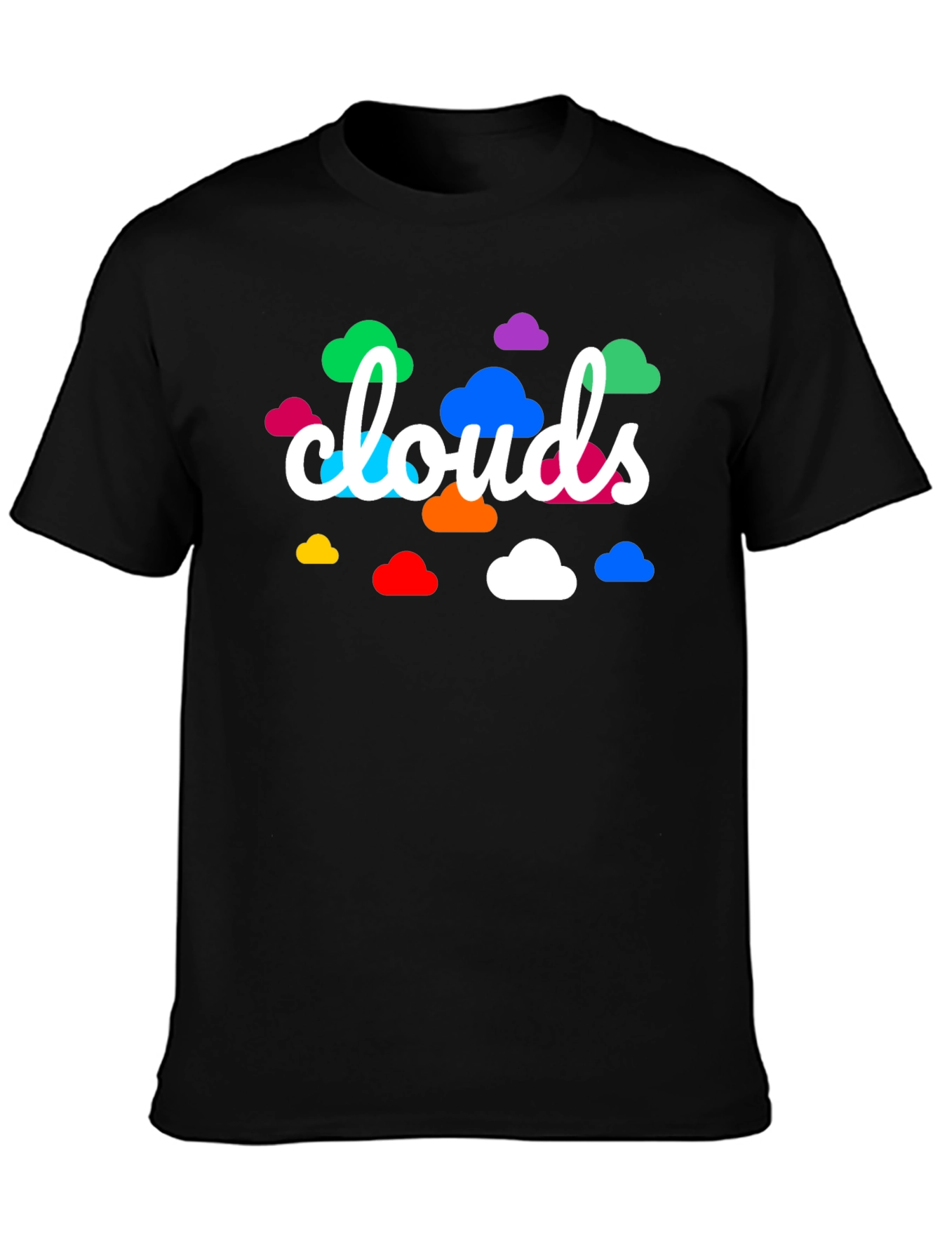 Black Colorful Clouds Graphic Print Black T-Shirt view 3