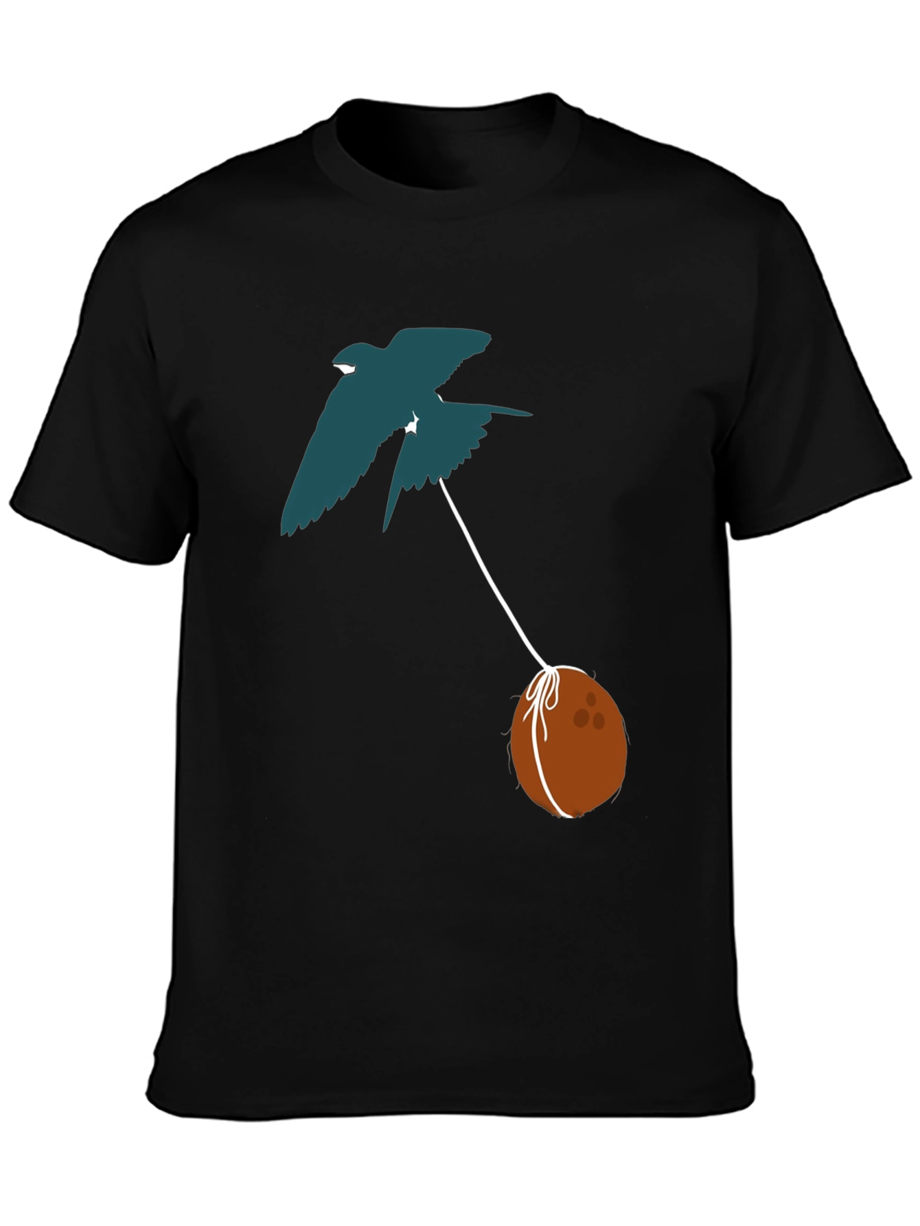 Black Swallow Carrying Coconut T-Shirt - Black view 3