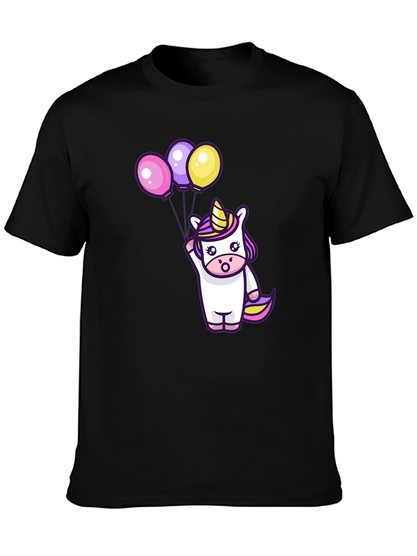 Black Unicorn Balloons Graphic Tee view 3
