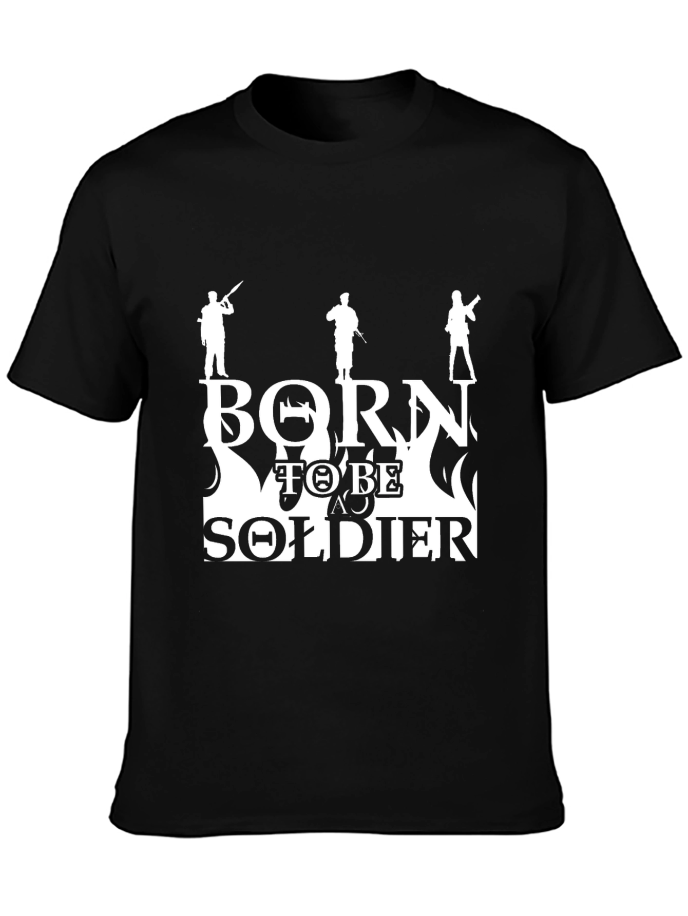 Black Born To Be Soldier Graphic Tee - Black view 3