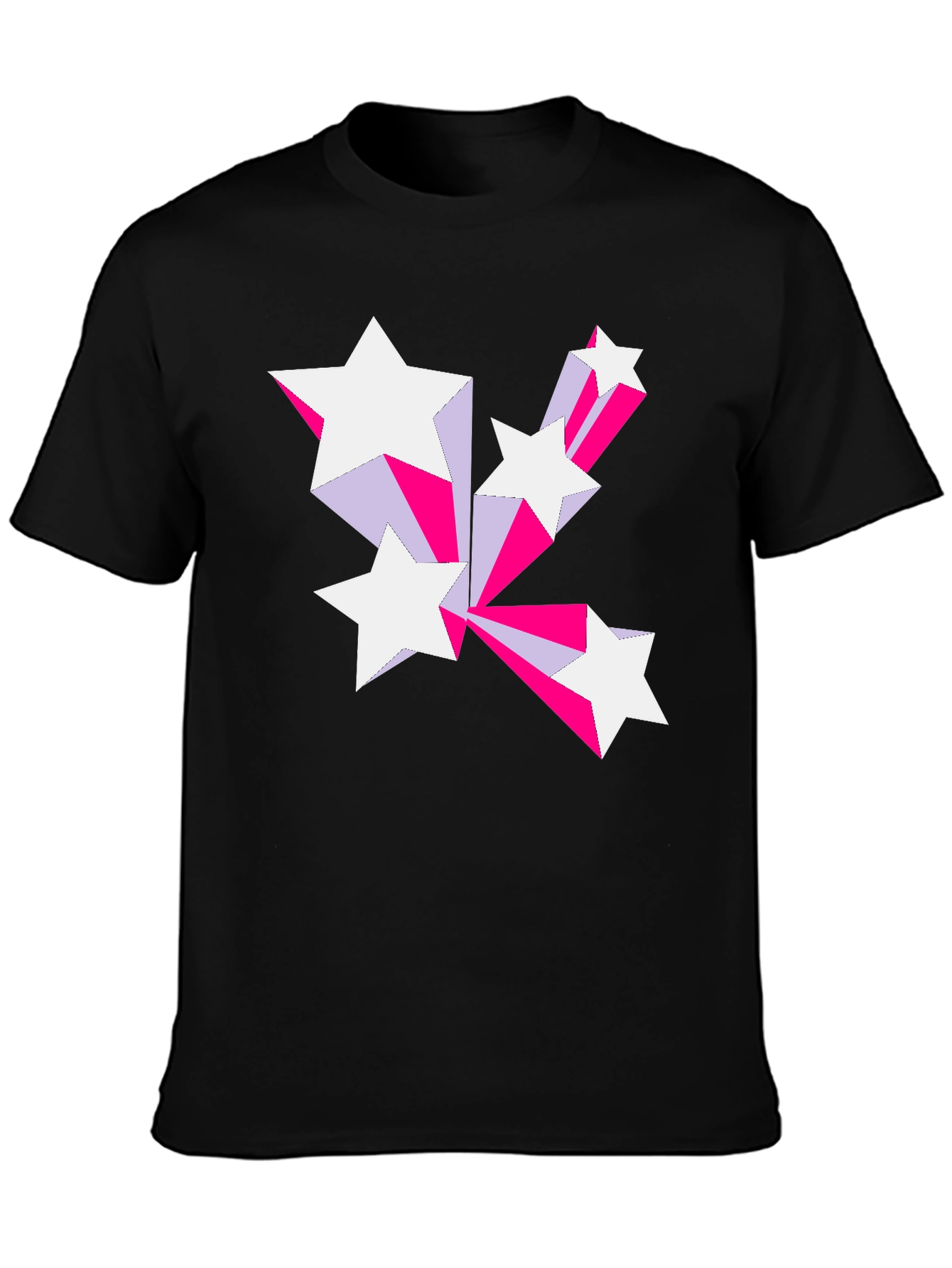 Black Retro Star Burst Graphic Tee - Black Cotton Blend view 3