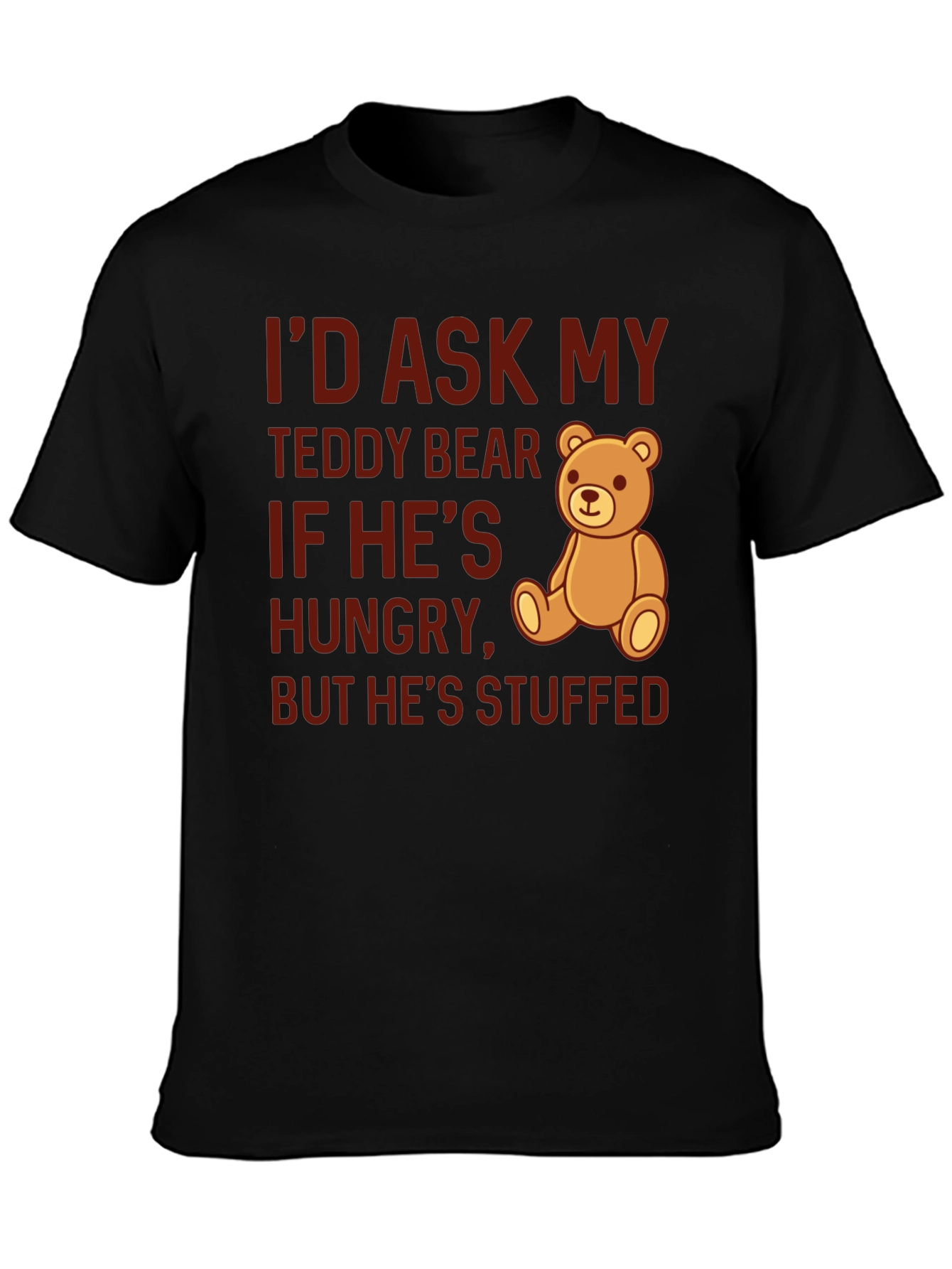 Black Funny Teddy Bear Stuffed T-Shirt view 3