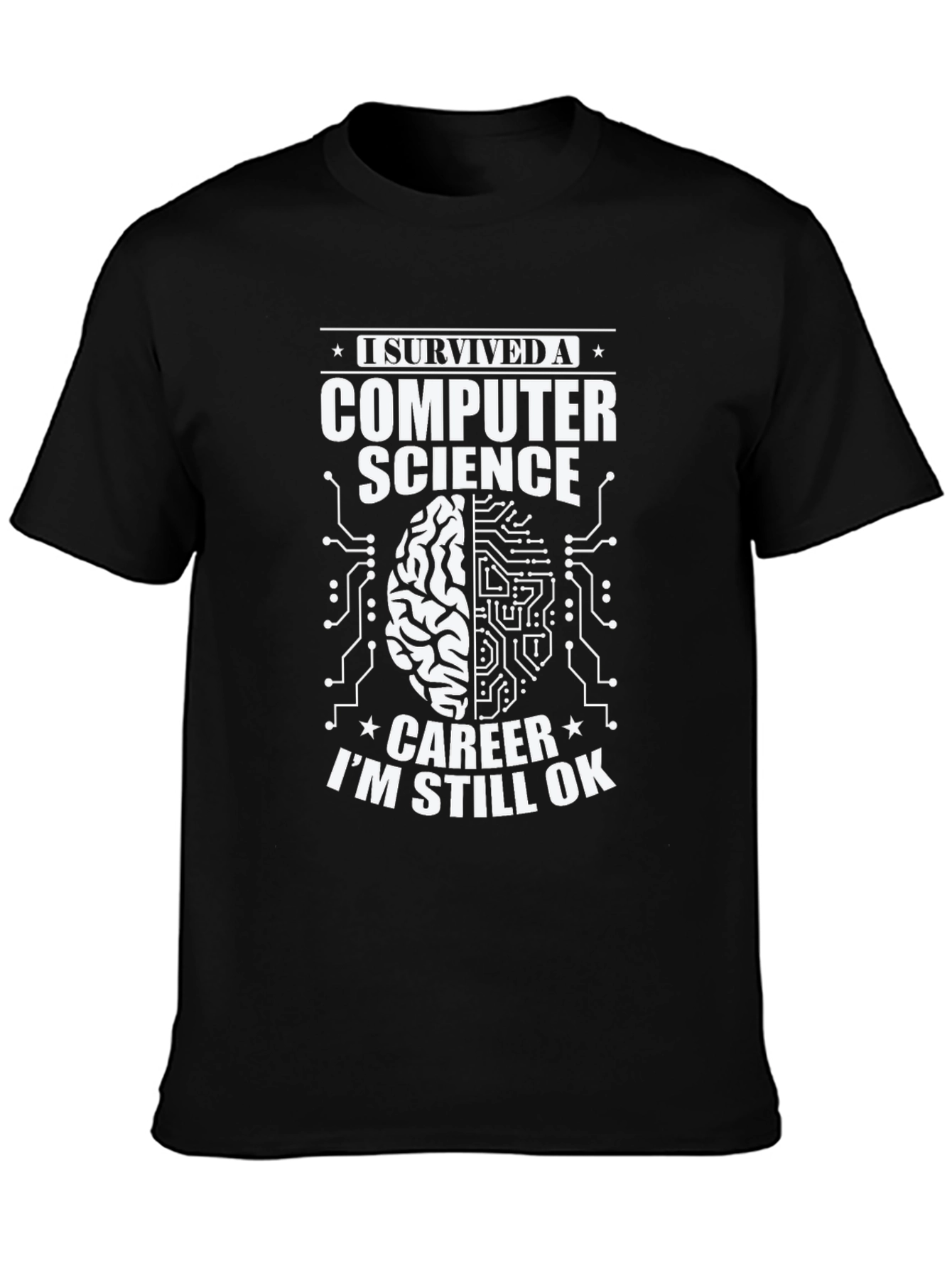 Black I Survived Computer Science Career T-Shirt view 3