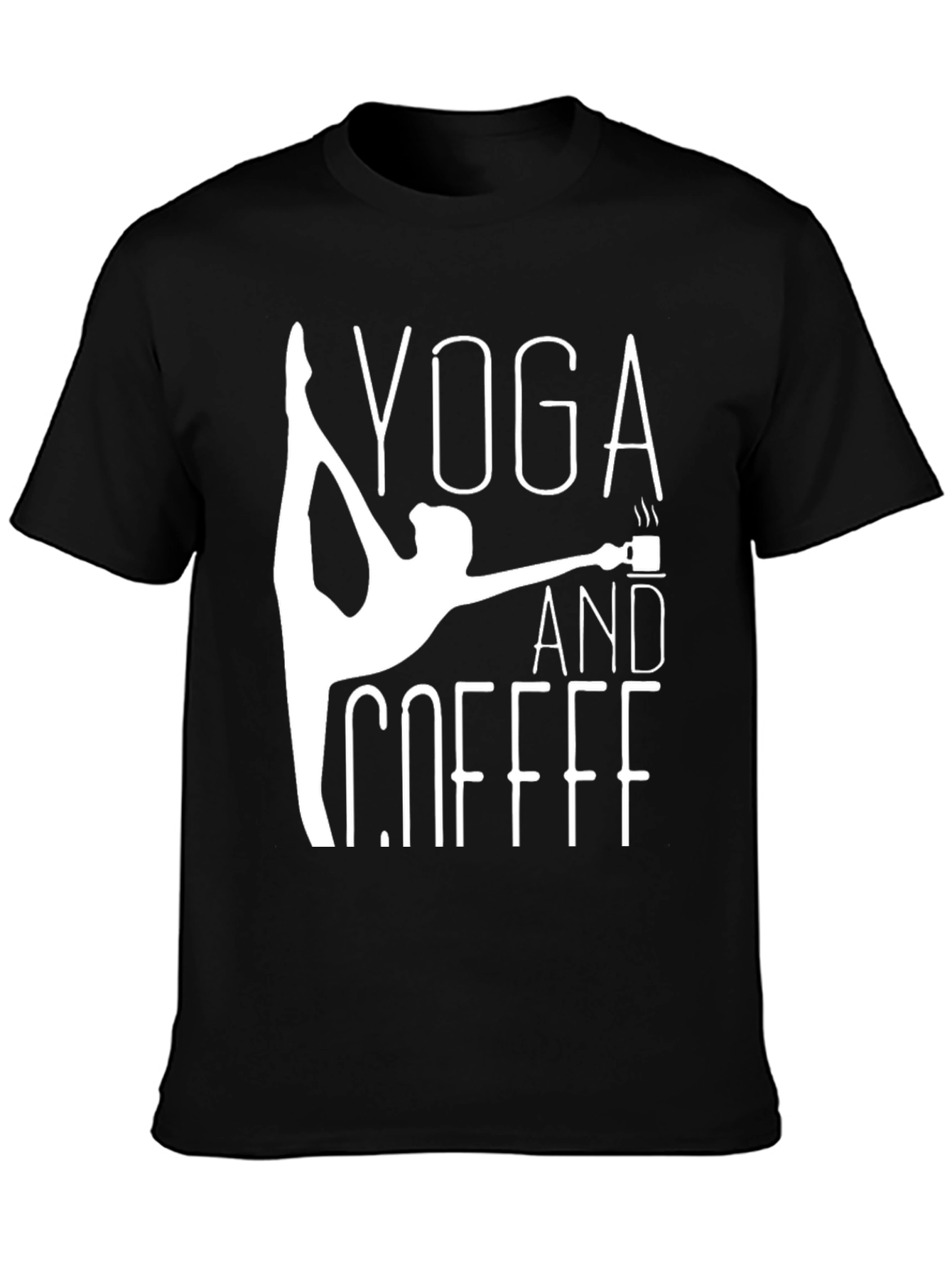 Black Yoga and Coffee Graphic Tee - Black view 3