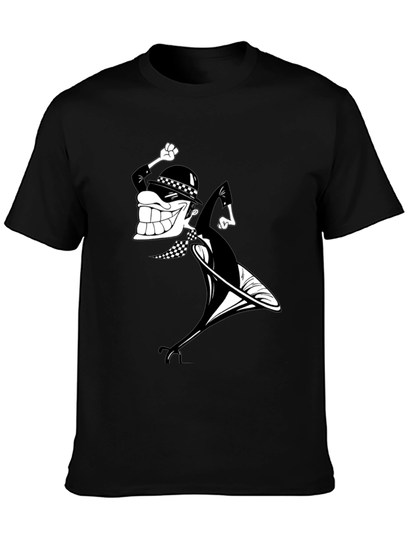 Black 2 Tone Ska Rude Boy T-Shirt Black view 3