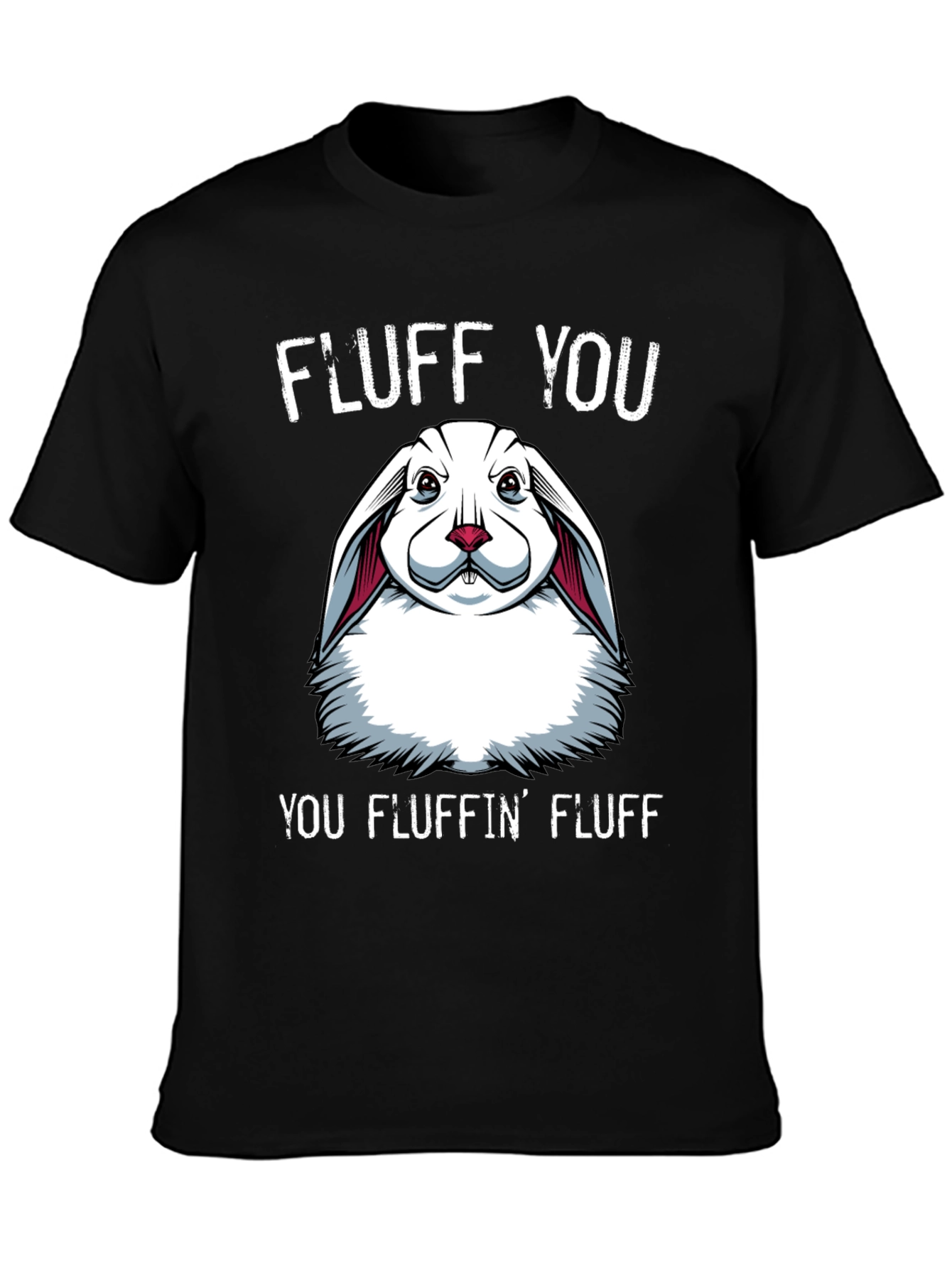 Black Fluff You Bunny Graphic T-Shirt view 3