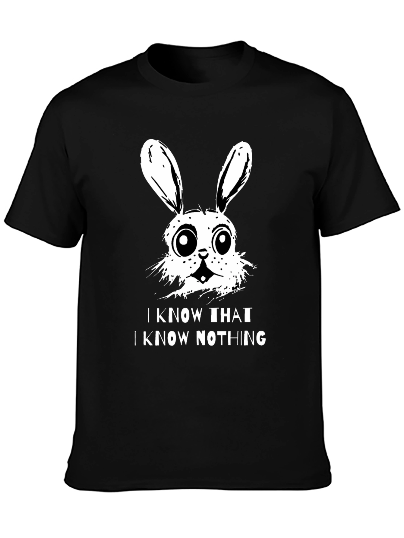Black I Know That I Know Nothing Bunny T-Shirt view 3