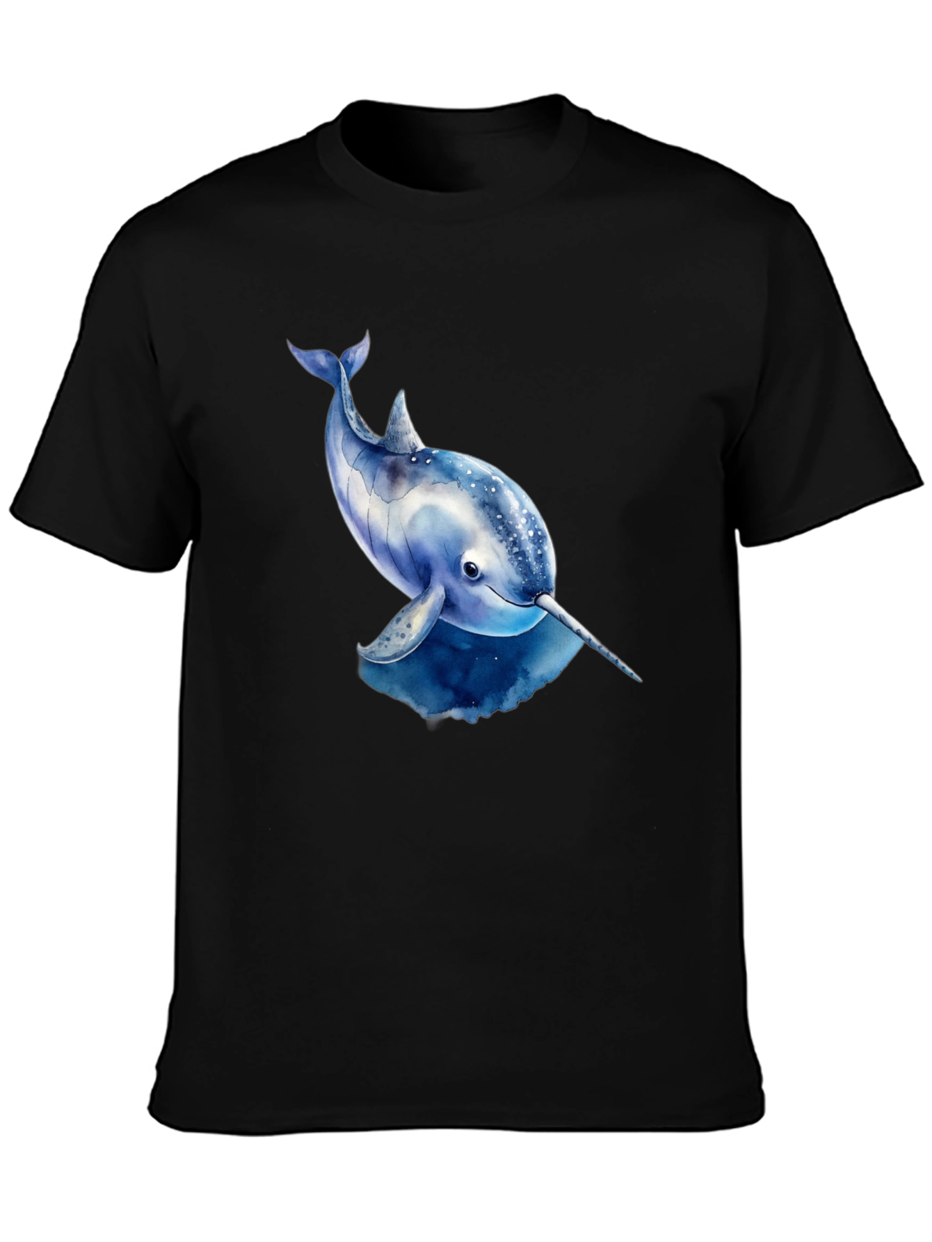Black Narwhal Graphic Tee - Black Cotton T-Shirt view 3