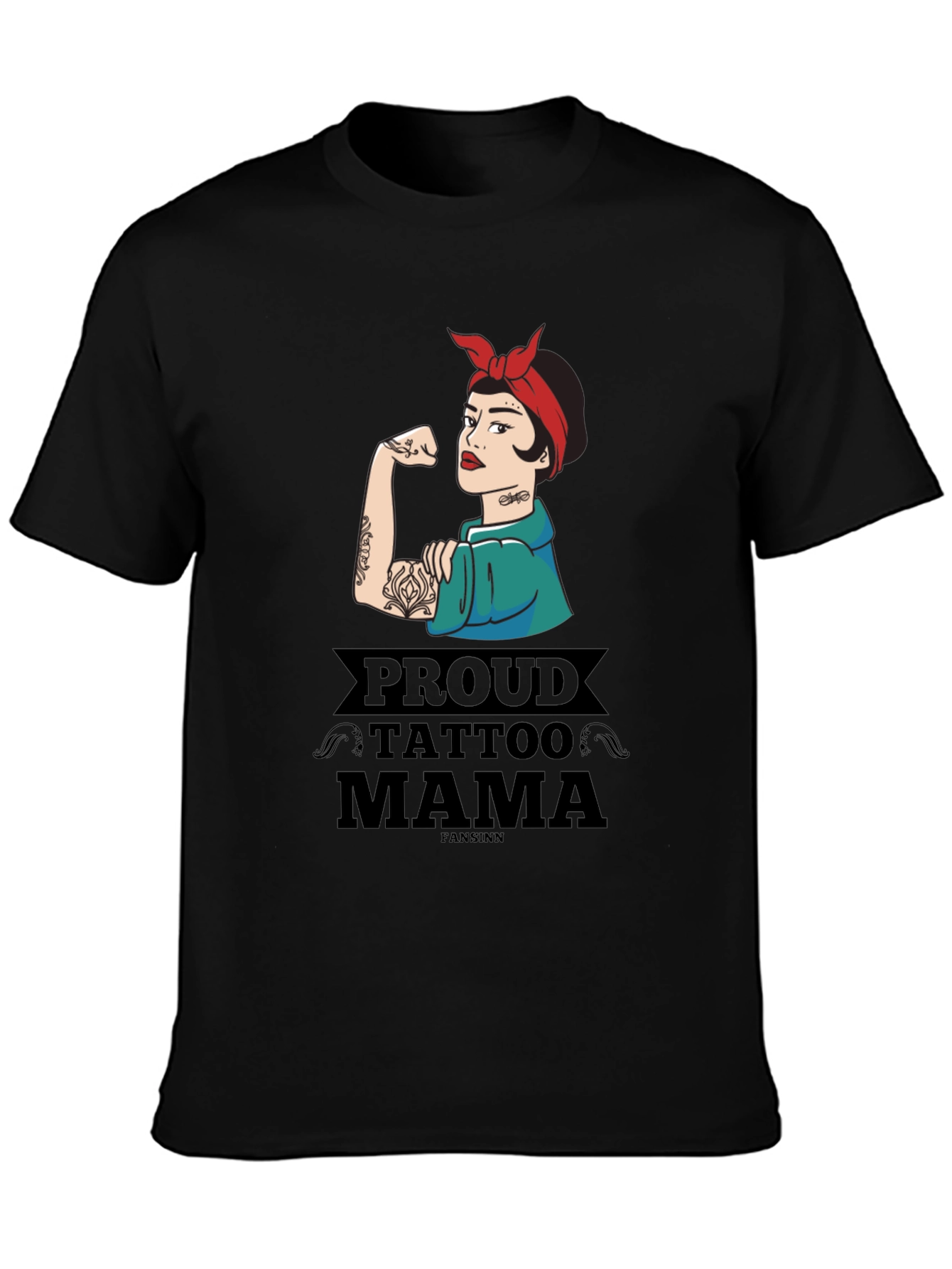 Black Proud Tattoo Mama Graphic T-Shirt view 3