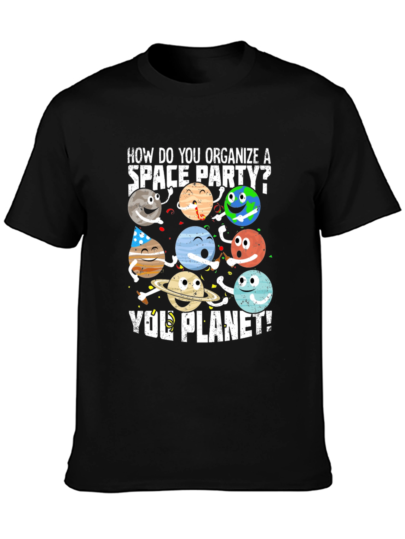 Black Space Party Planet T-Shirt view 3