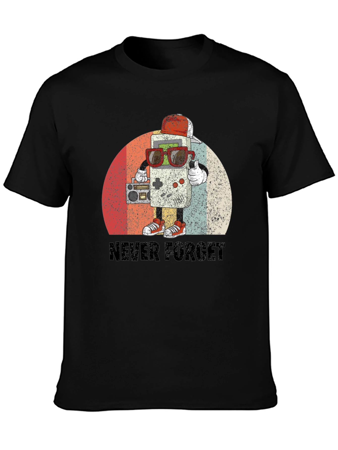 Black Retro Game Console T-Shirt - "Never Forget" Tee view 3